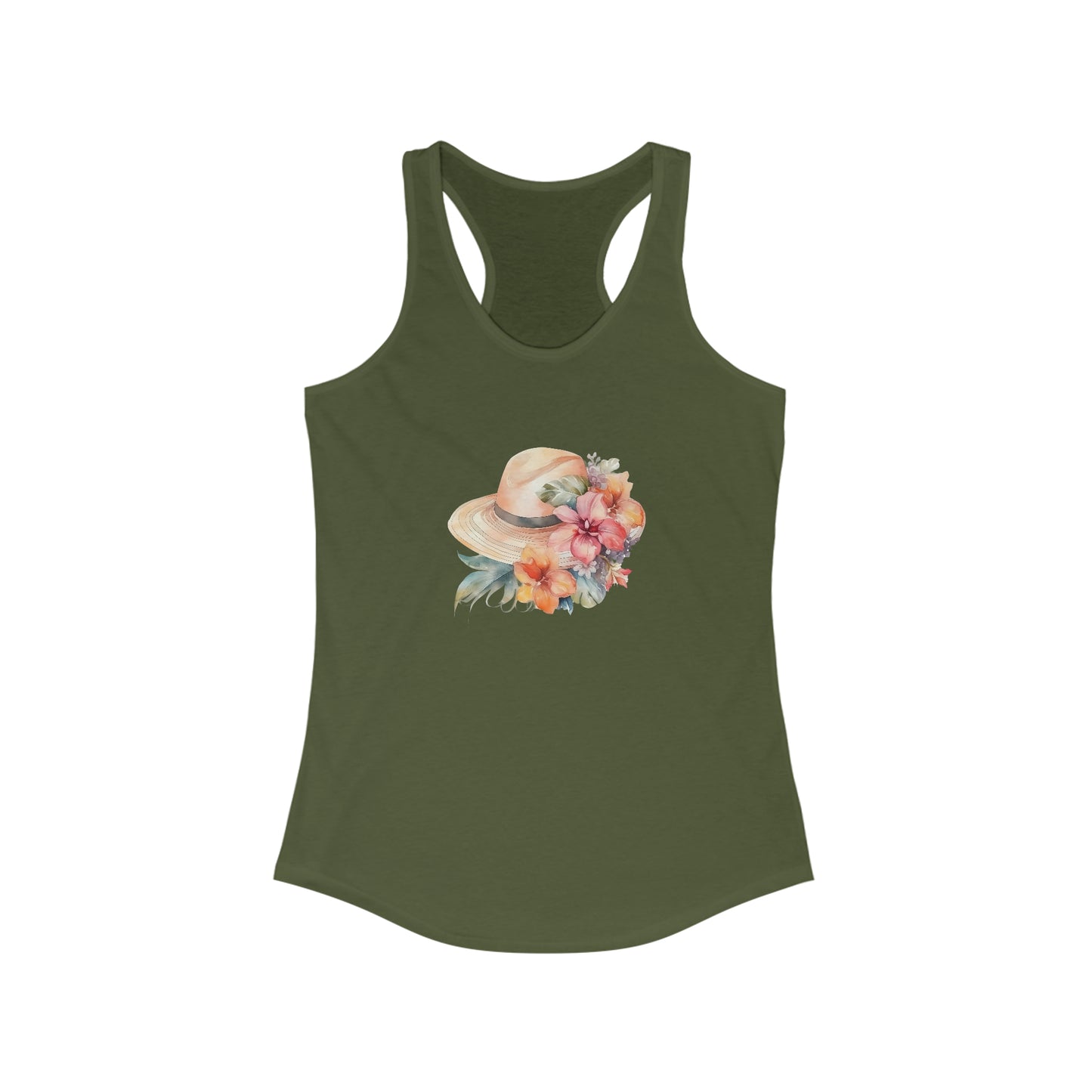 Flowers and Hat Racerback Tank