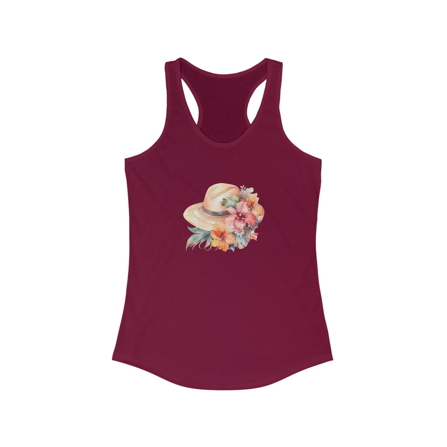 Flowers and Hat Racerback Tank