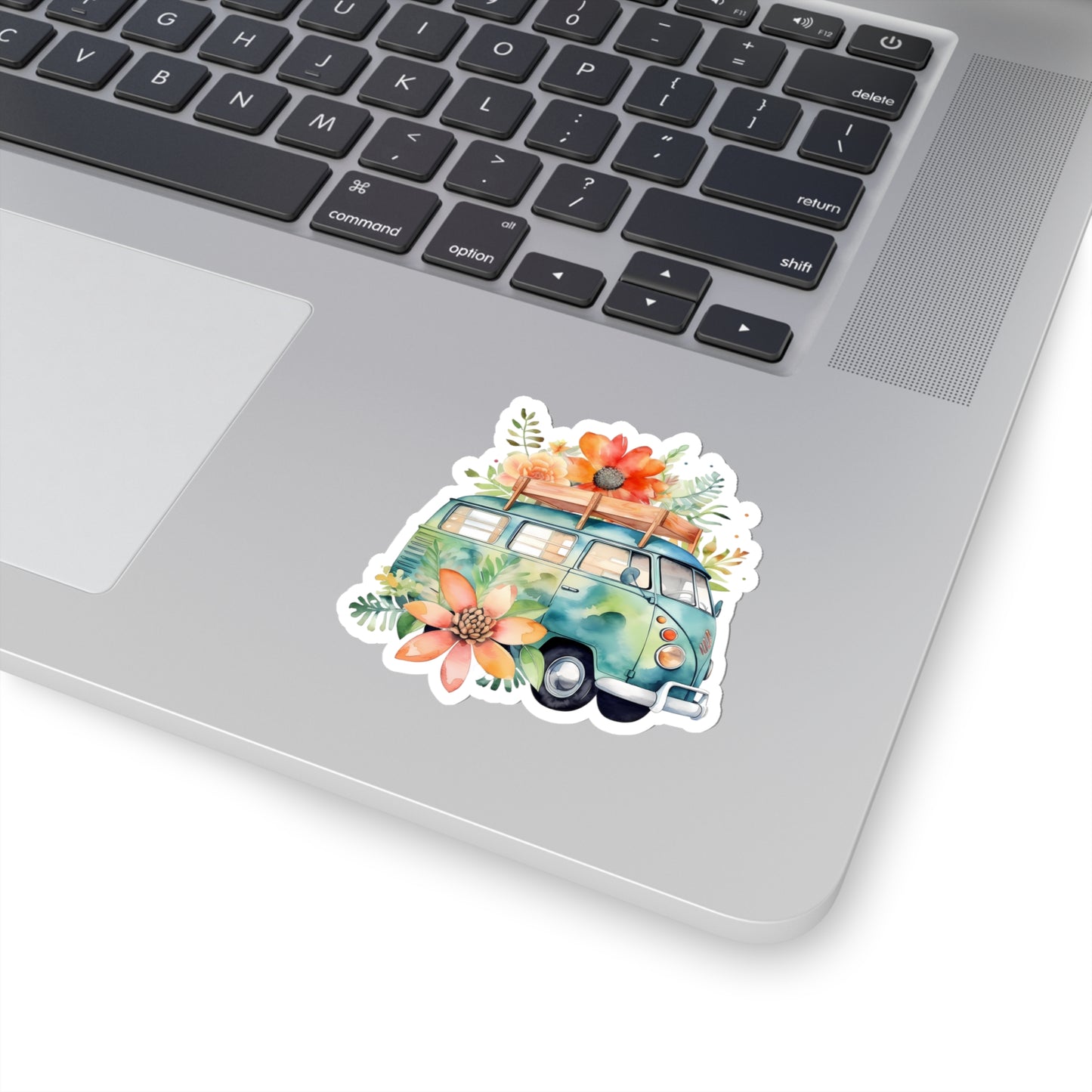 Flowered Bus Vinyl Indoor Sticker