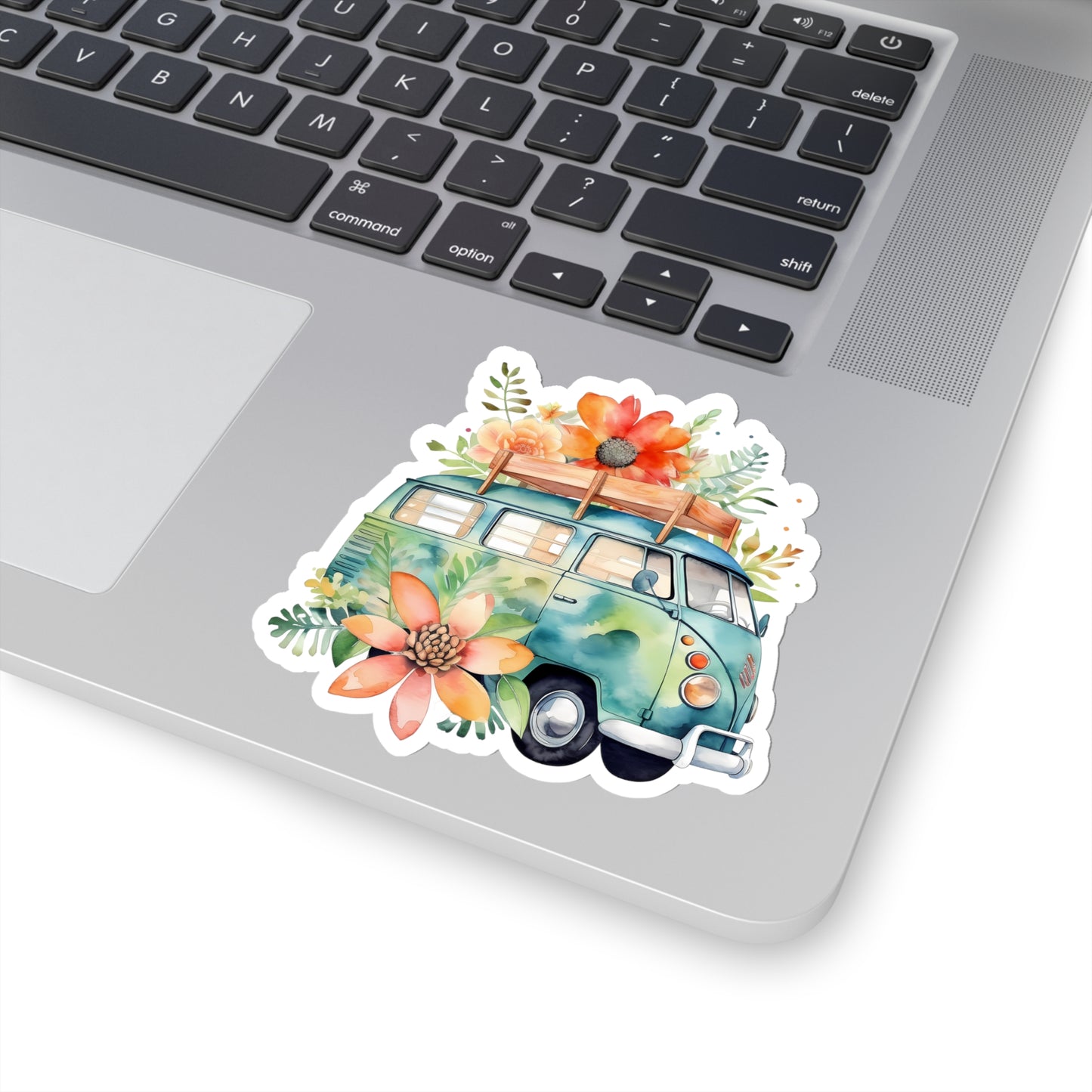 Flowered Bus Vinyl Indoor Sticker