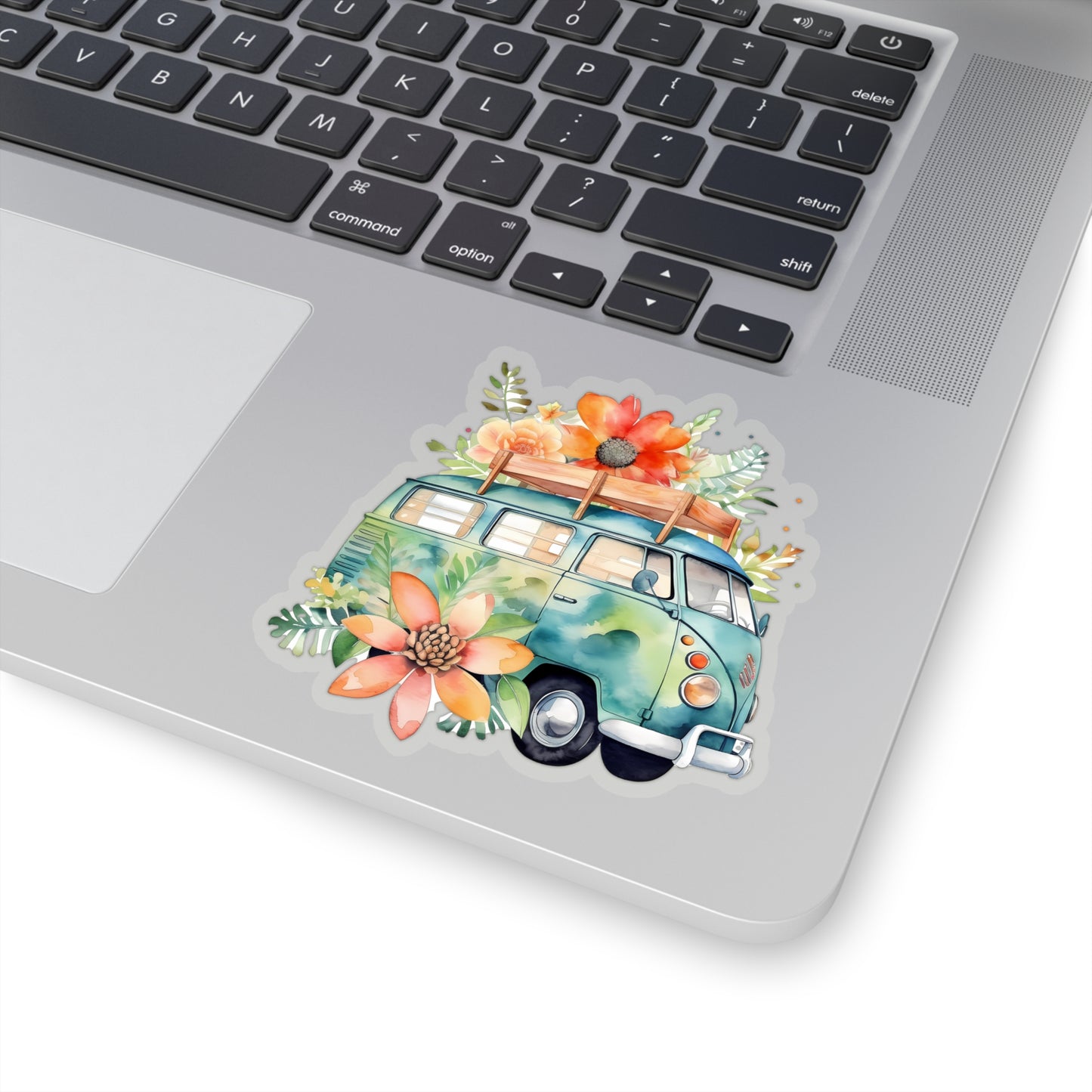 Flowered Bus Vinyl Indoor Sticker