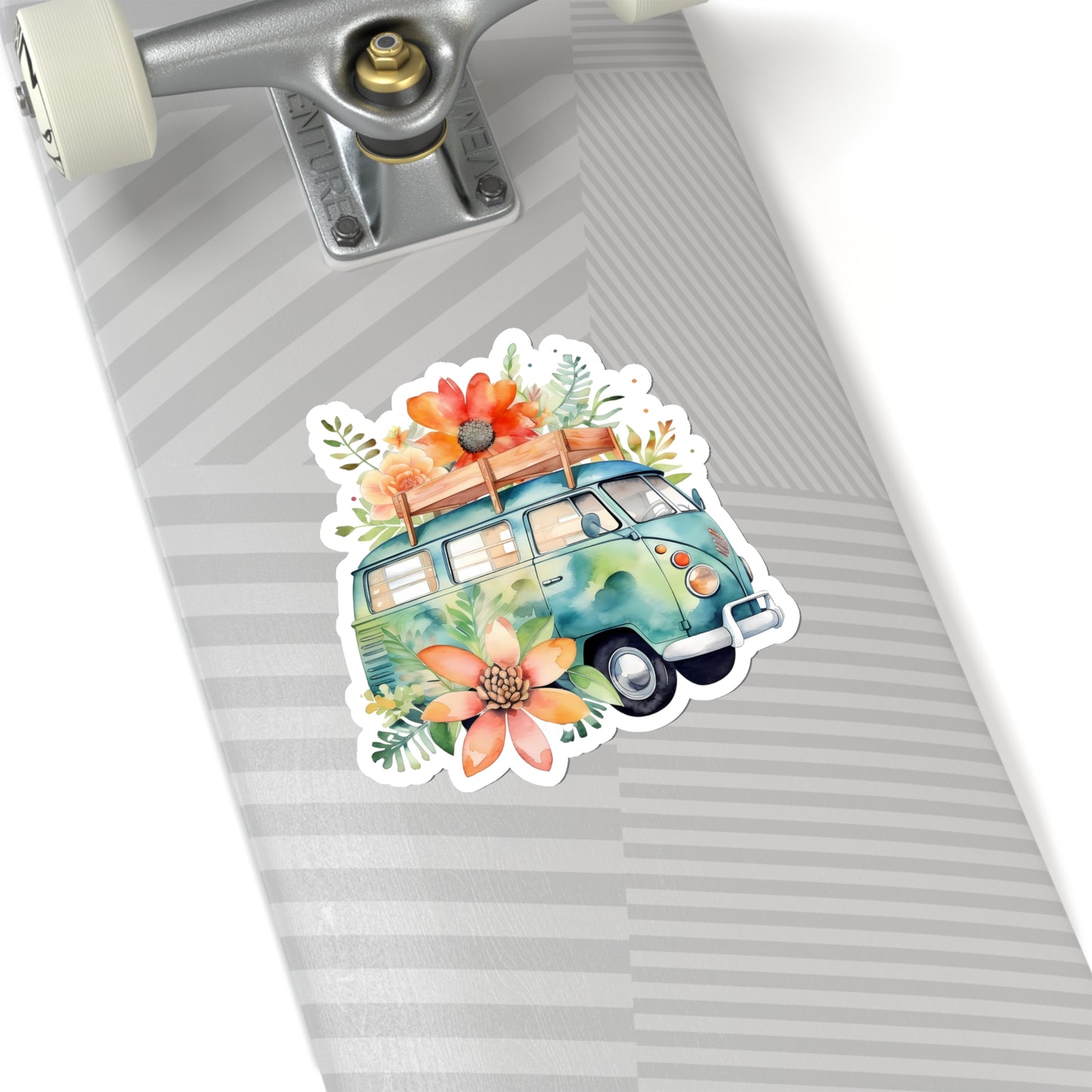 Flowered Bus Vinyl Indoor Sticker