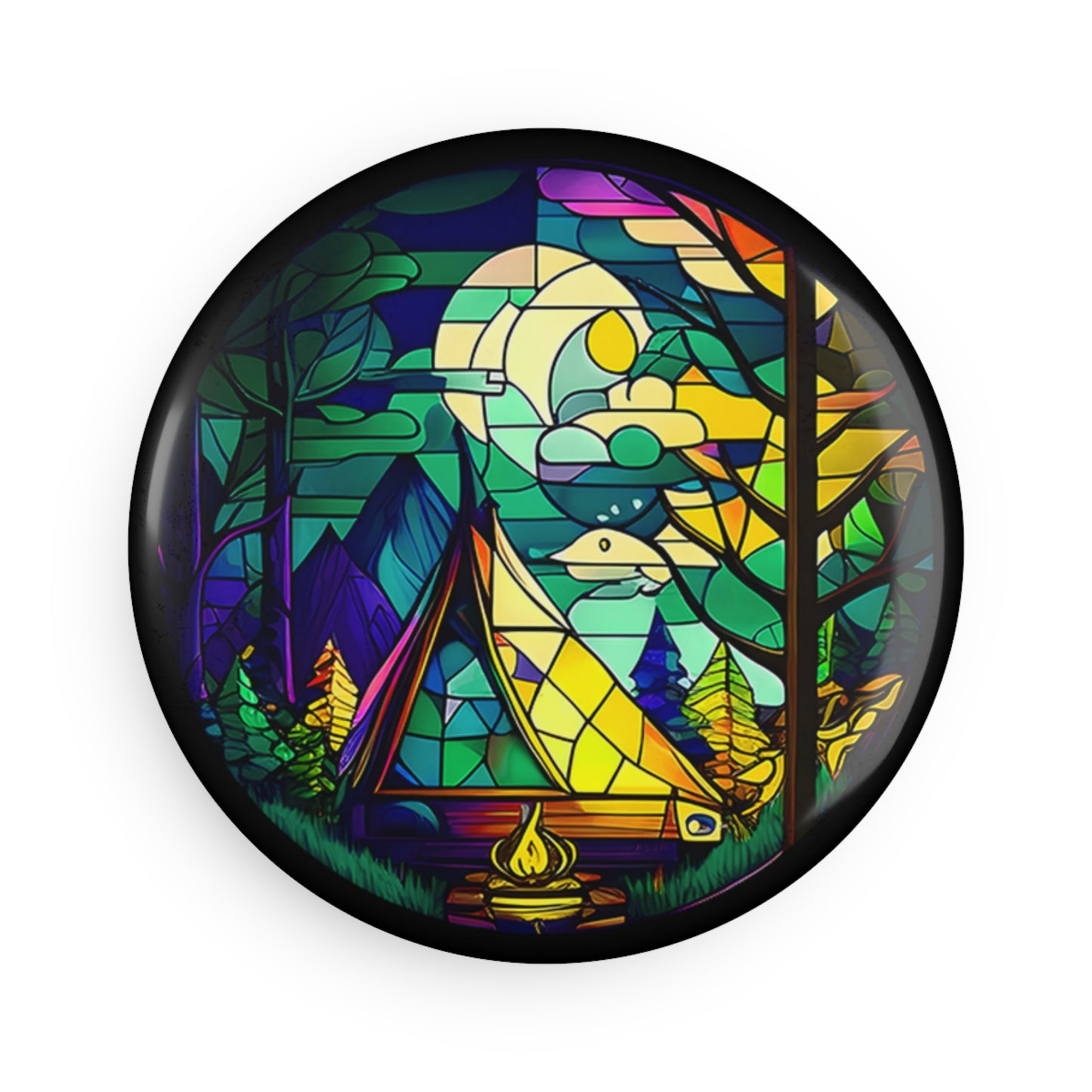 Camping in the Woods Round Button Magnet