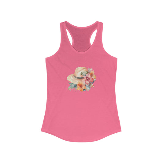 Flowers and Hat Racerback Tank