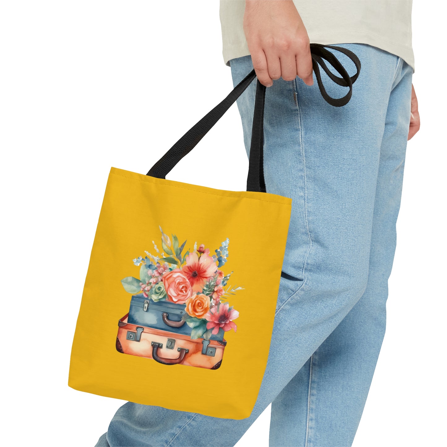 Flowers and Suitcase Tote Bag