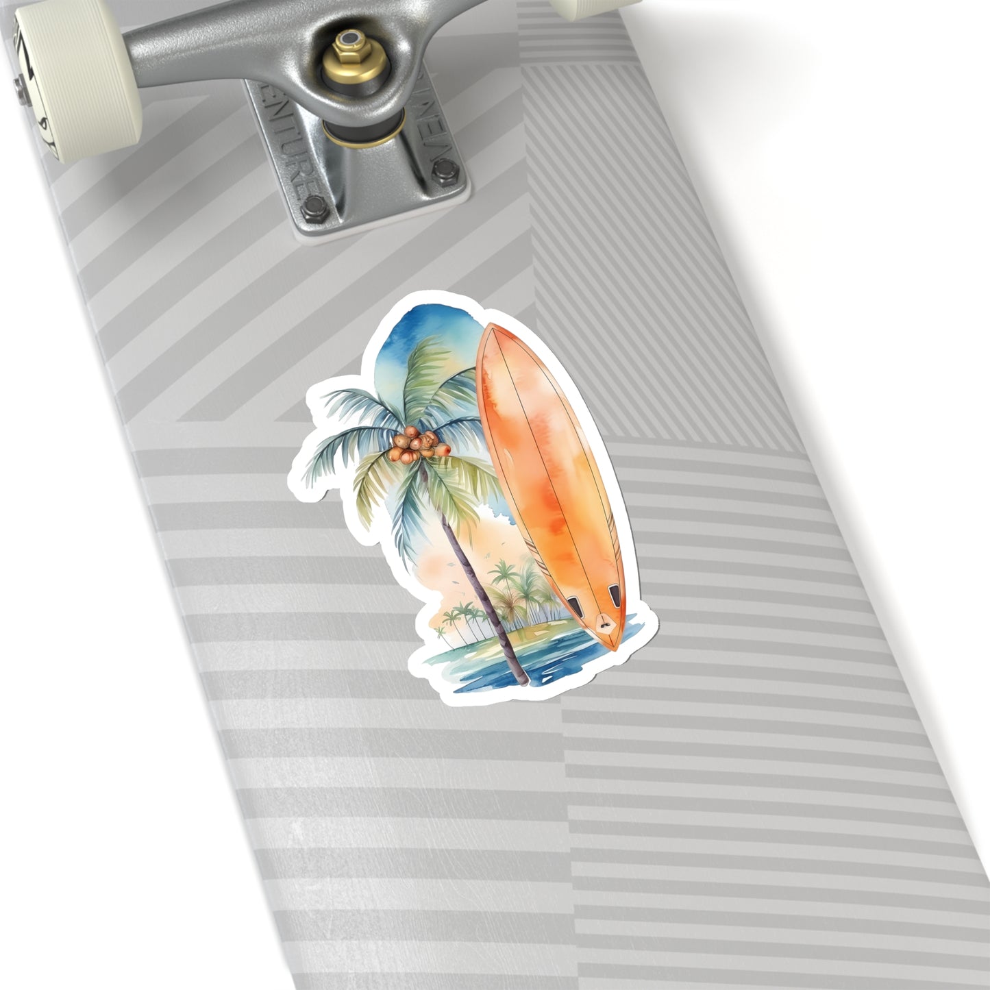 Palm Tree and Surfboard Vinyl Indoor Sticker