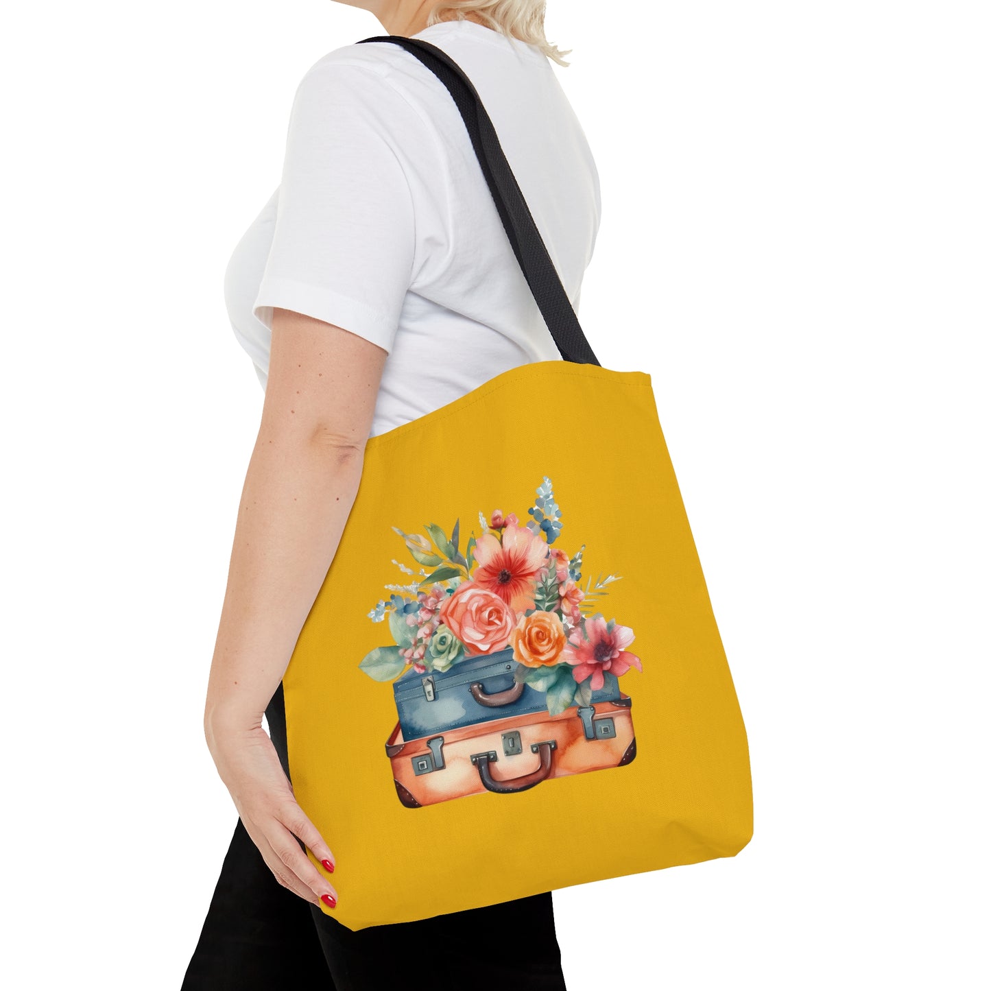 Flowers and Suitcase Tote Bag