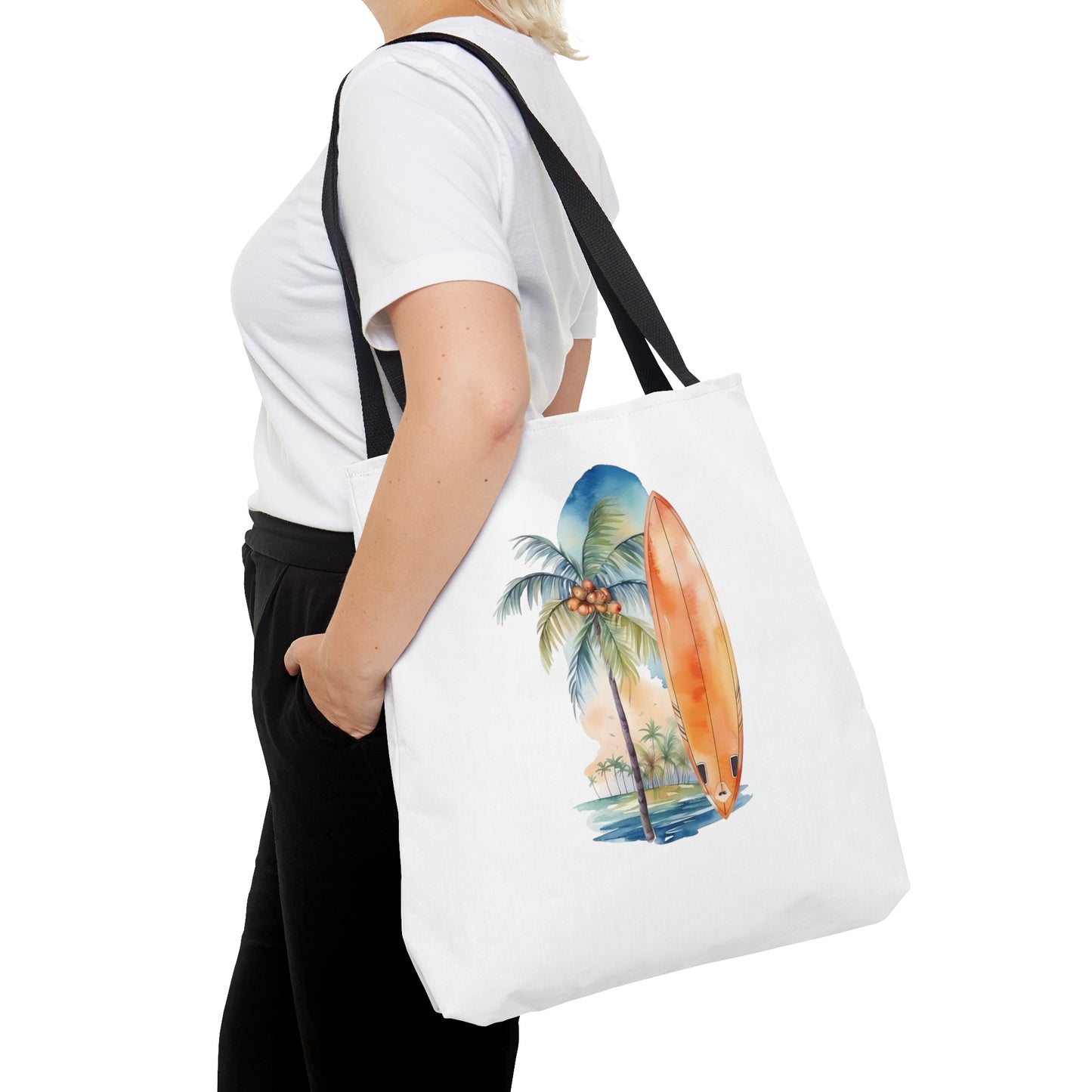 Palm Tree and Surfboard Tote Bag