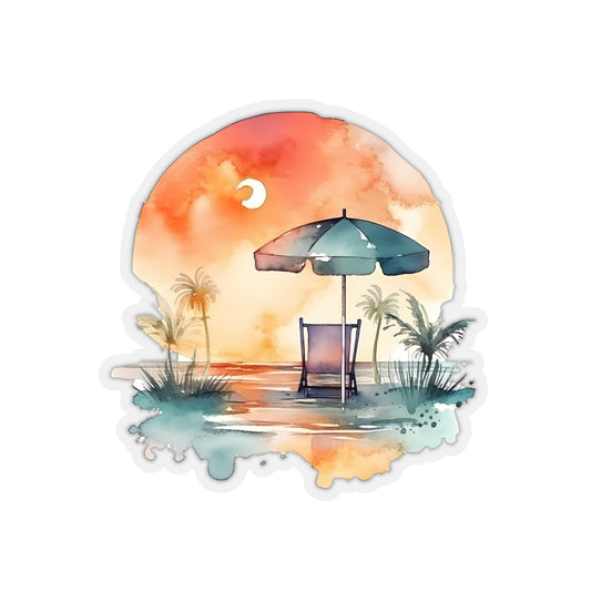 Beach Chair and Umbrella Indoor Vinyl Sticker