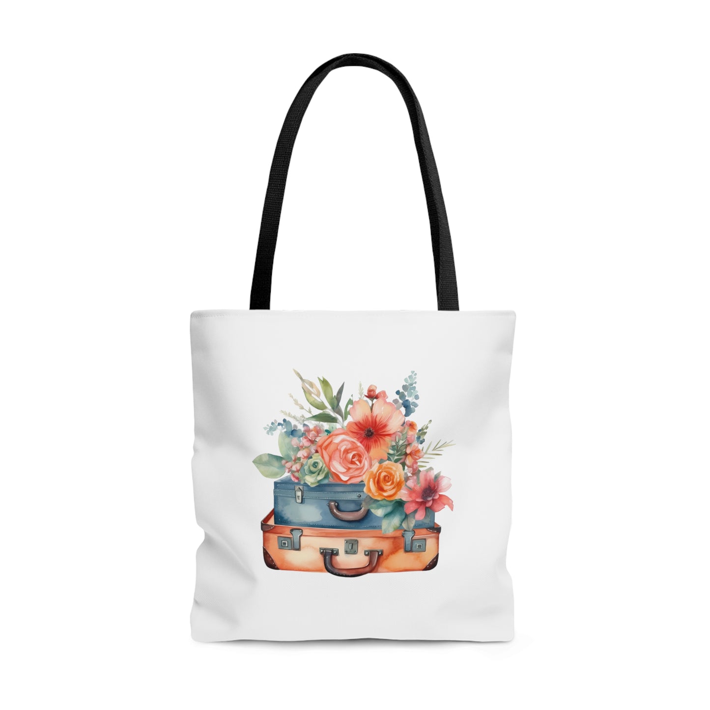 Flowers and Suitcase Tote Bag