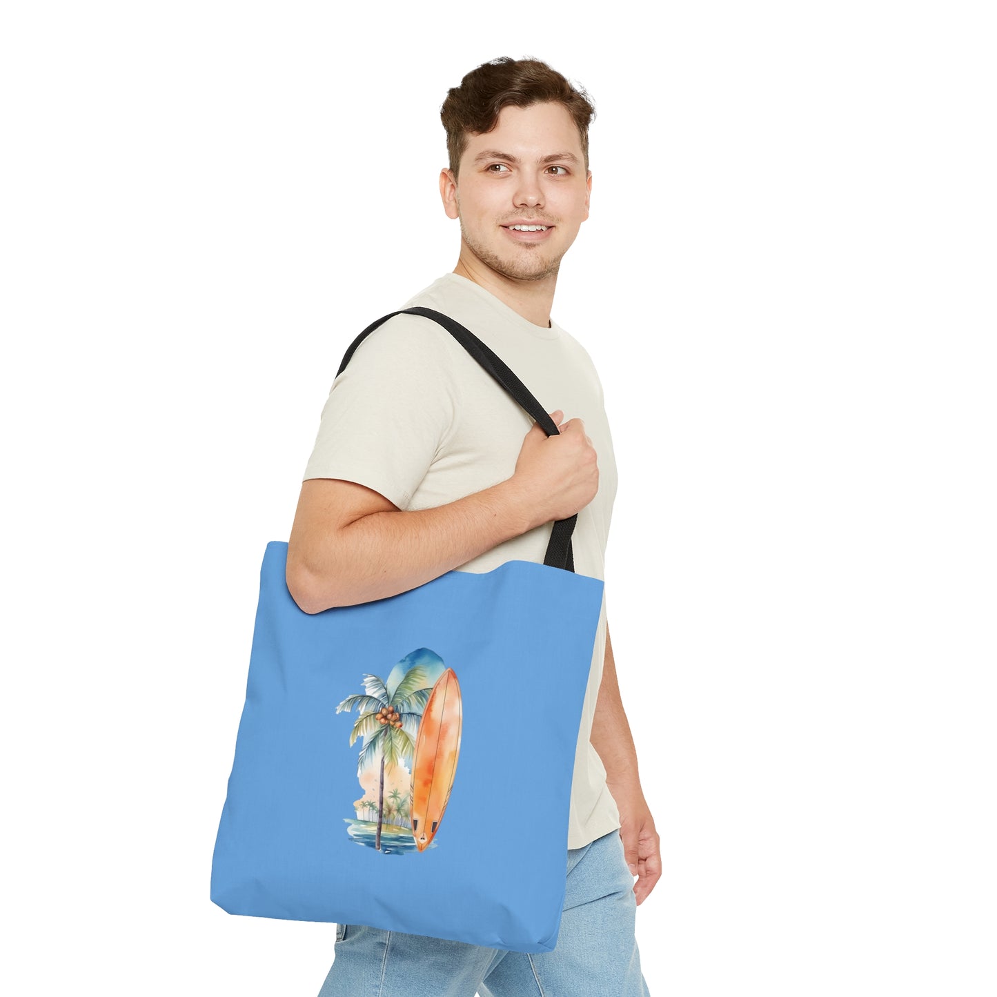 Palm Tree and Surfboard Tote Bag