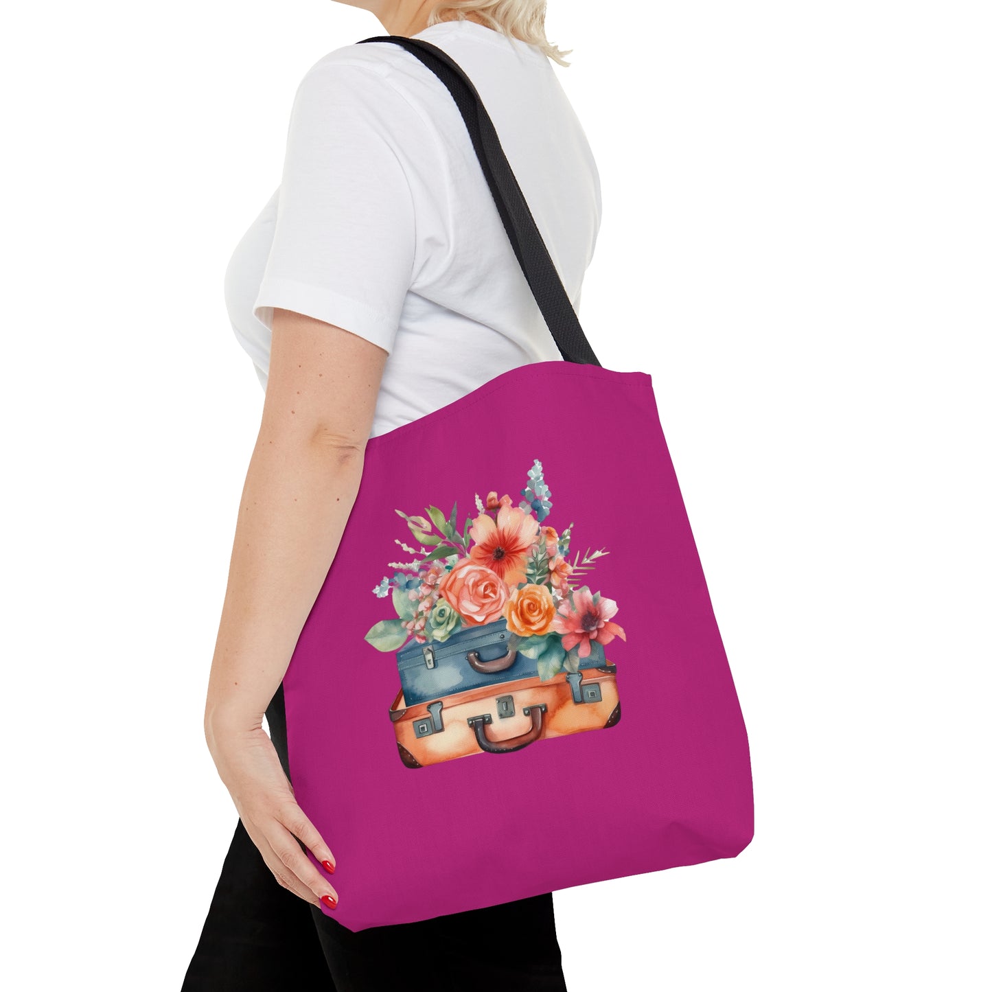 Flowers and Suitcase Tote Bag