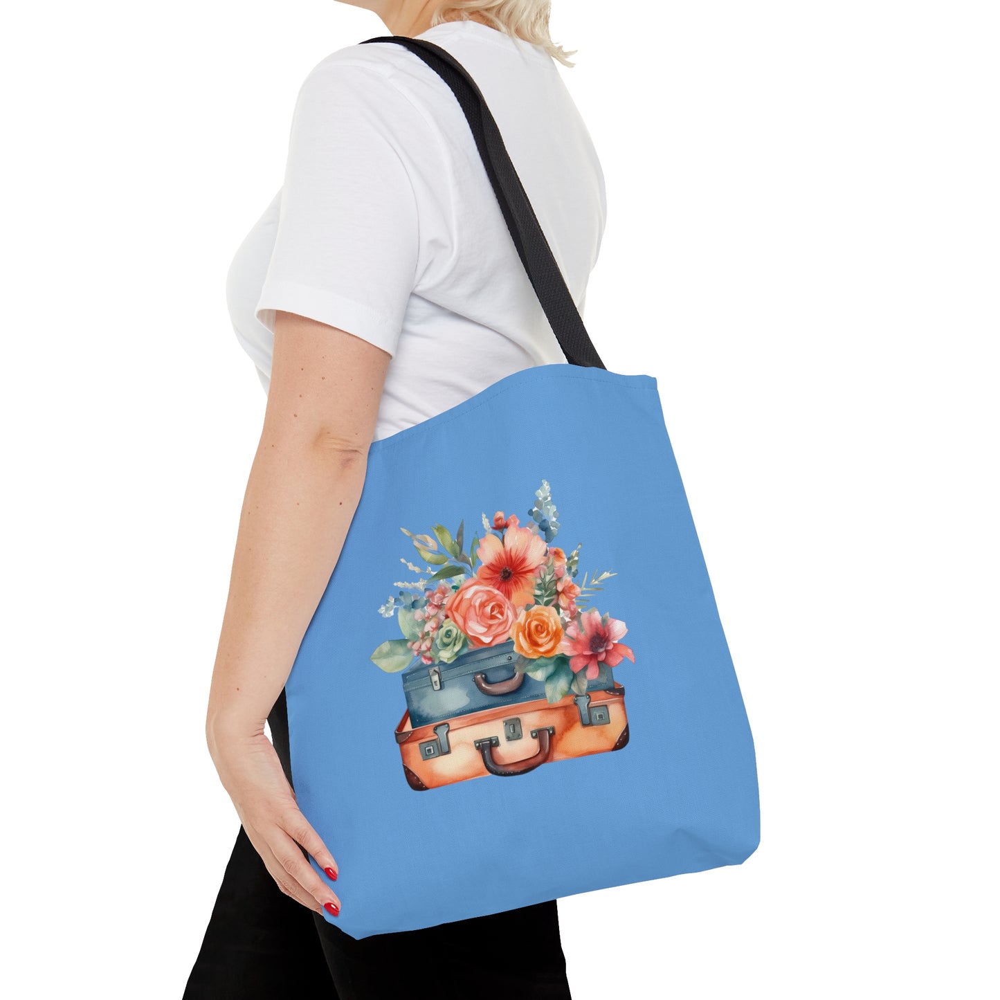 Flowers and Suitcase Tote Bag