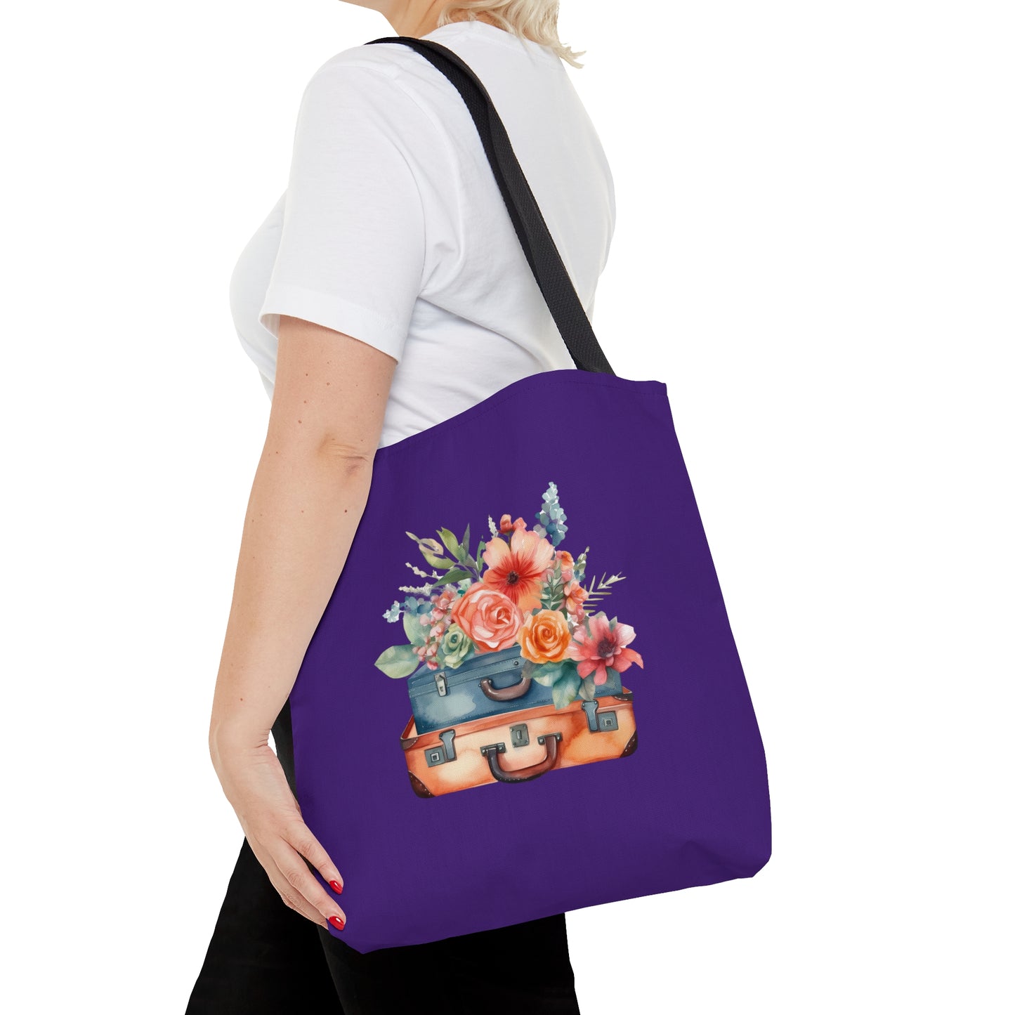 Flowers and Suitcase Tote Bag