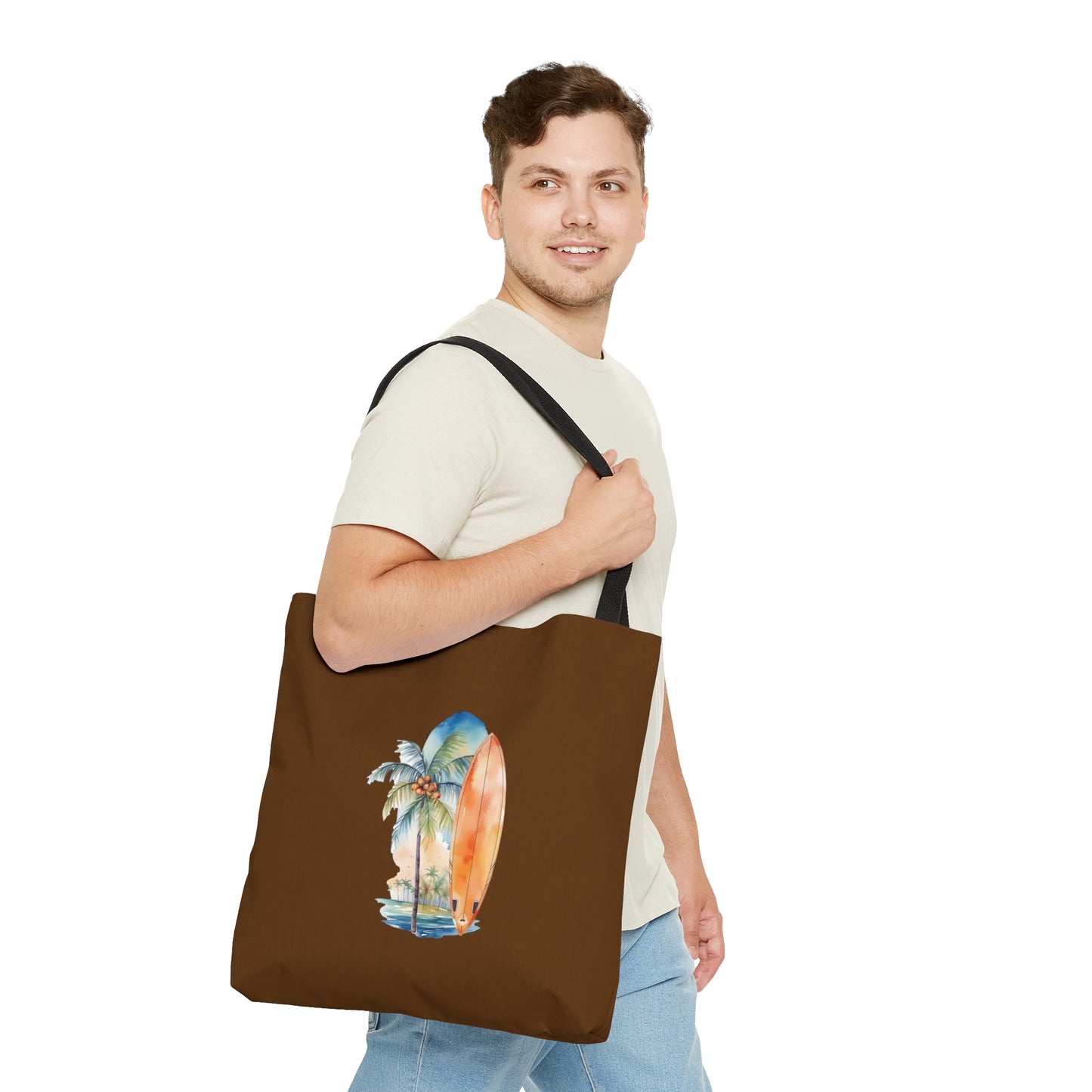 Palm Tree and Surfboard Tote Bag