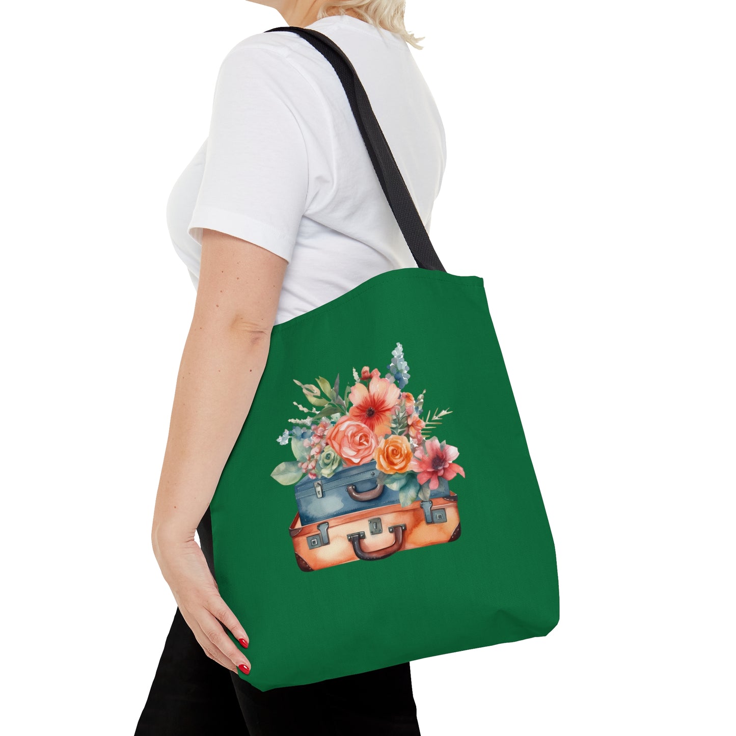 Flowers and Suitcase Tote Bag