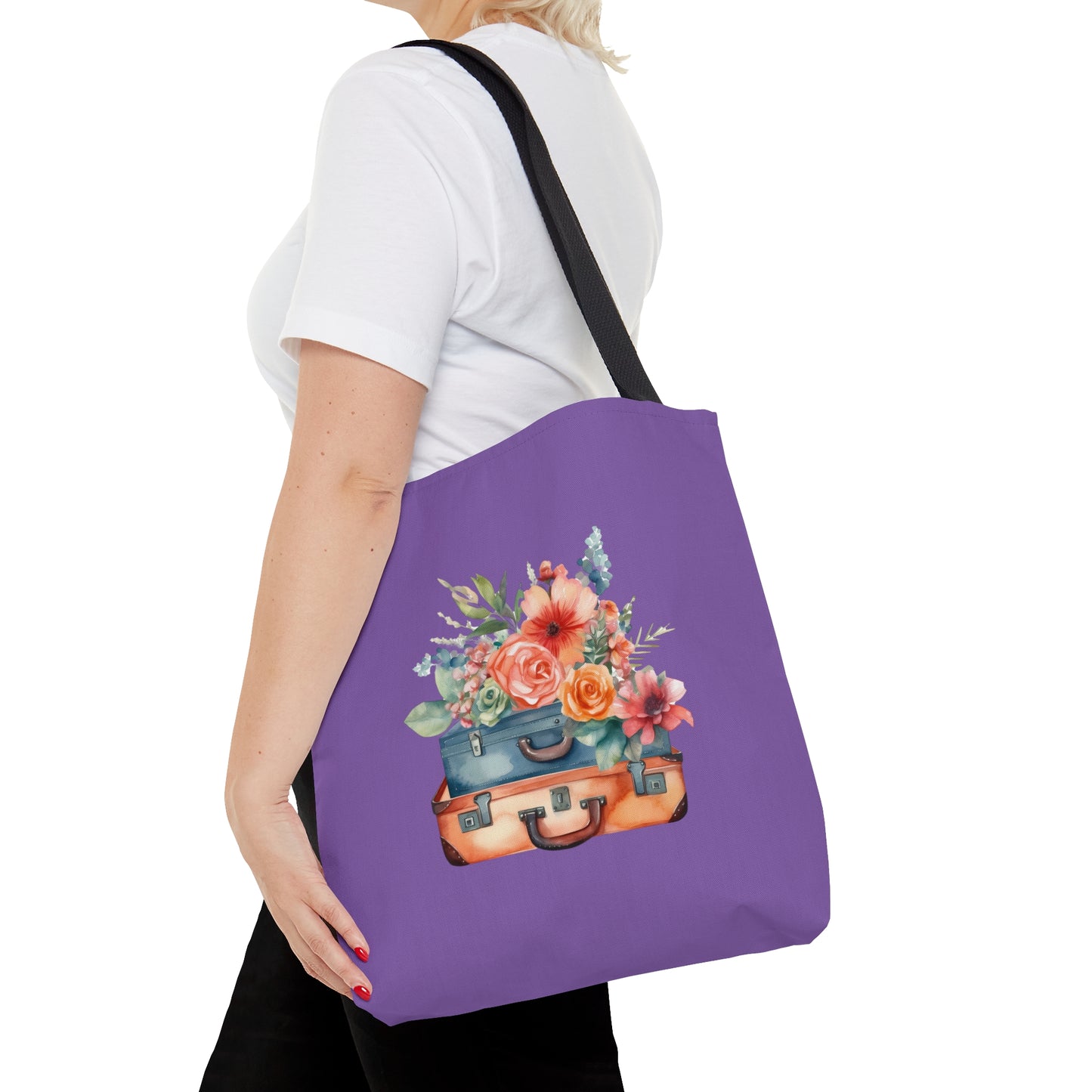 Flowers and Suitcase Tote Bag