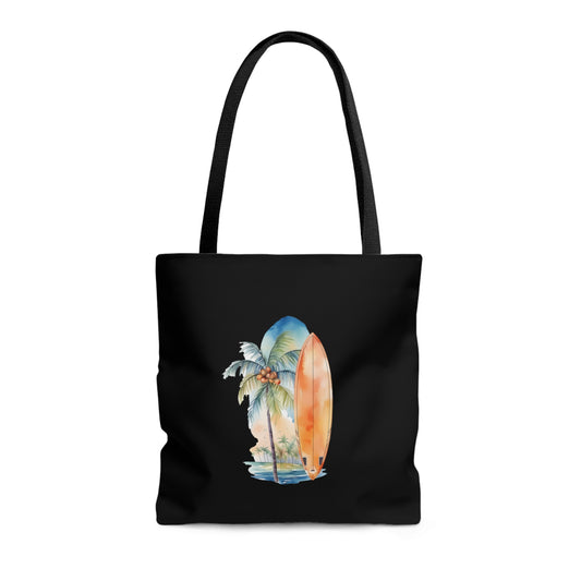 Palm Tree and Surfboard Tote Bag