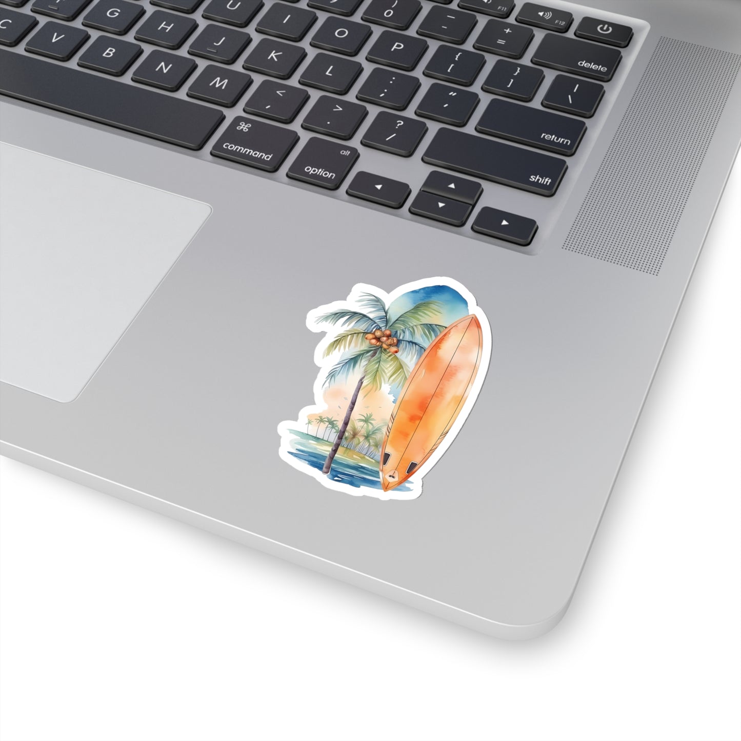 Palm Tree and Surfboard Vinyl Indoor Sticker