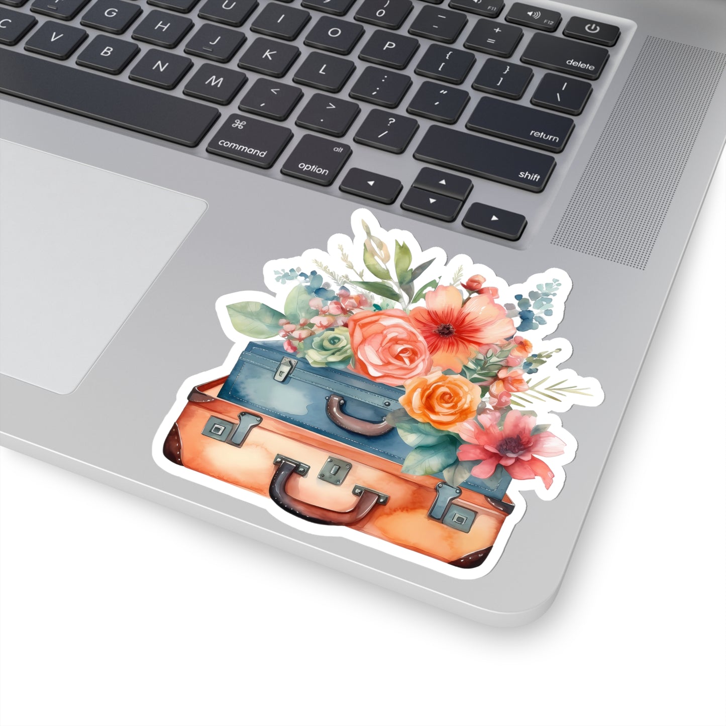 Flowers and Suitcase Vinyl Indoor Sticker