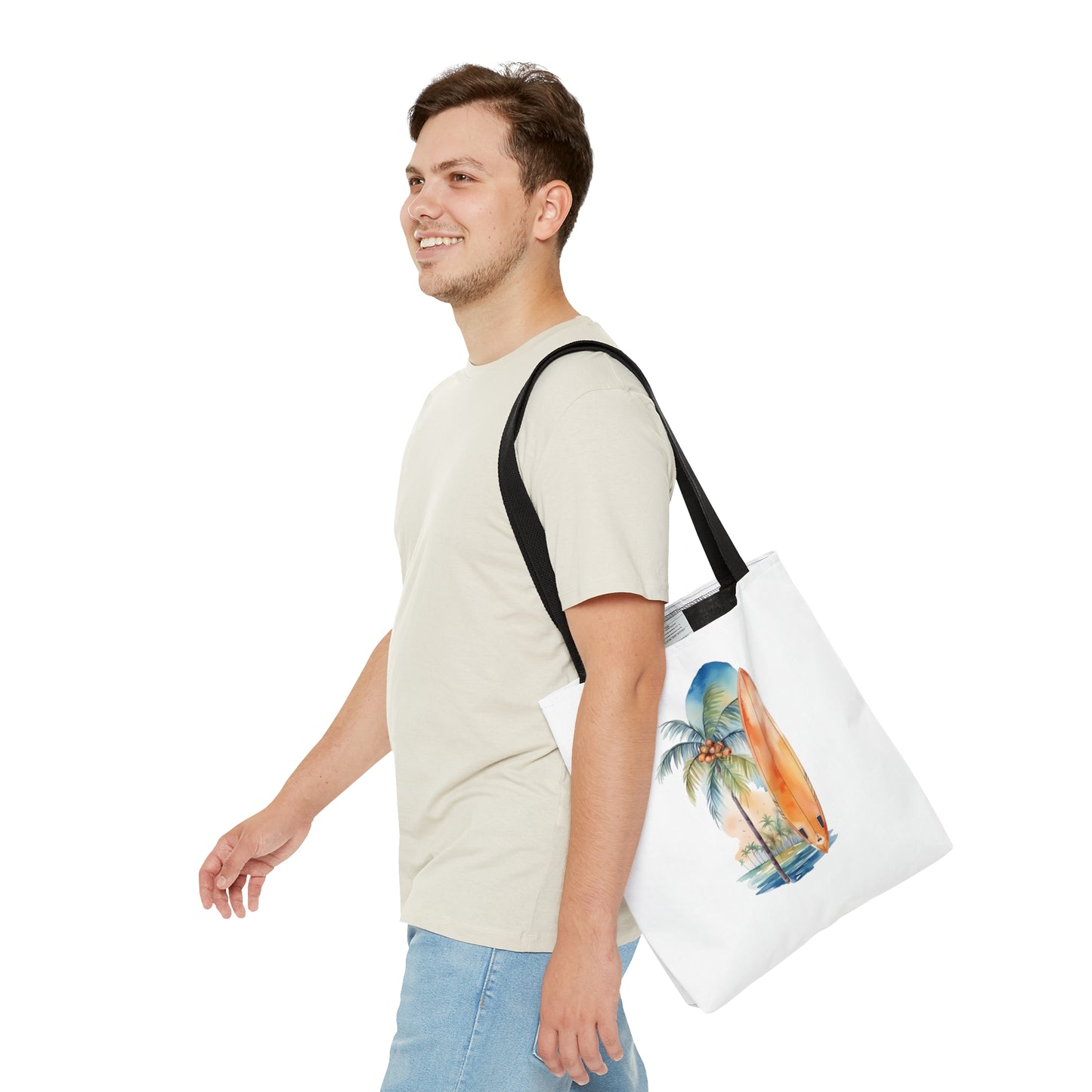 Palm Tree and Surfboard Tote Bag