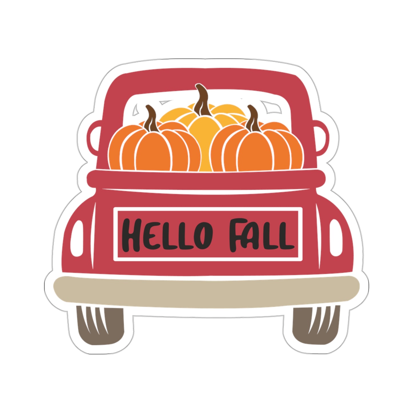 "Hello Fall" Pumpkin Truck Indoor Vinyl Sticker