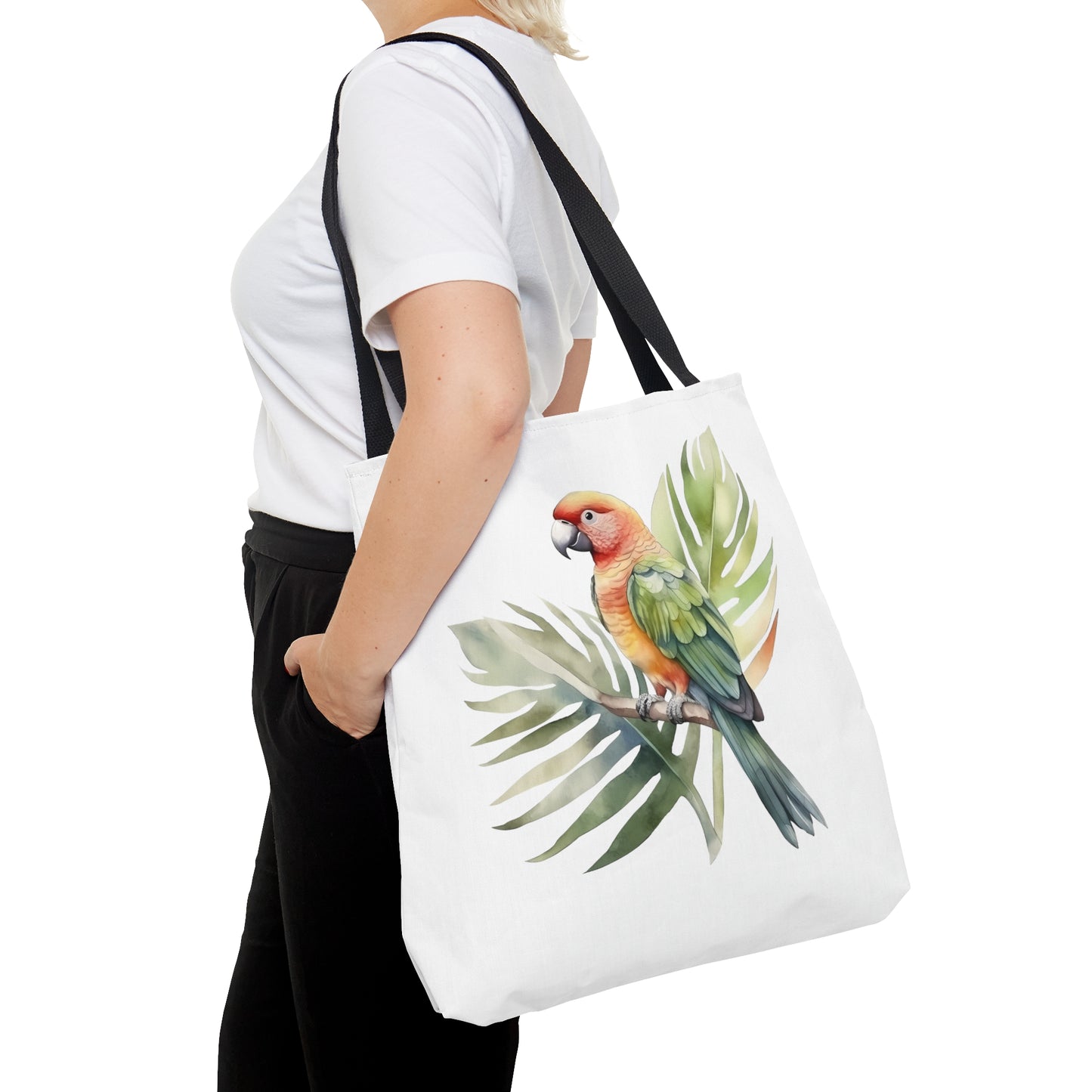 Parrot and Leaves Tote Bag