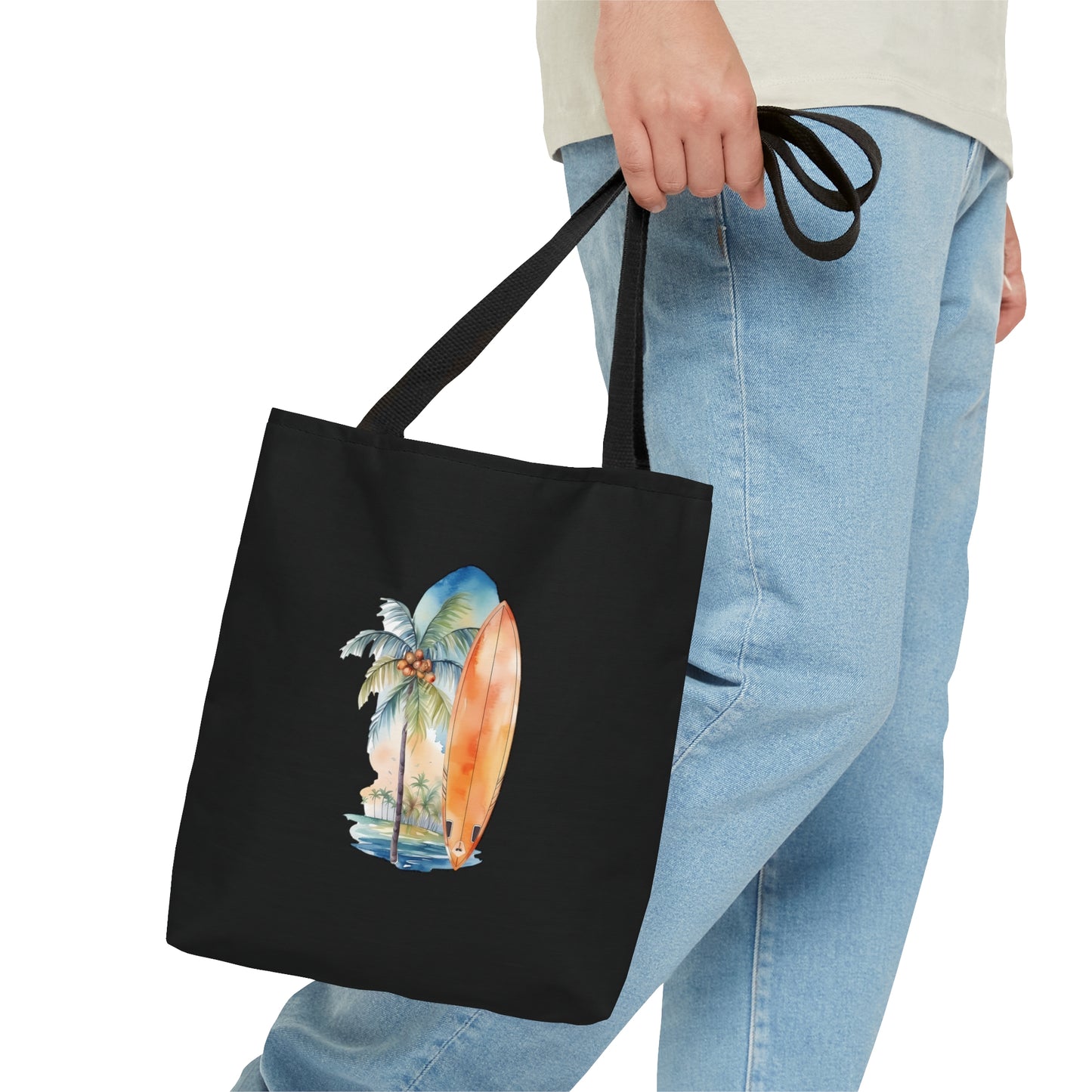 Palm Tree and Surfboard Tote Bag