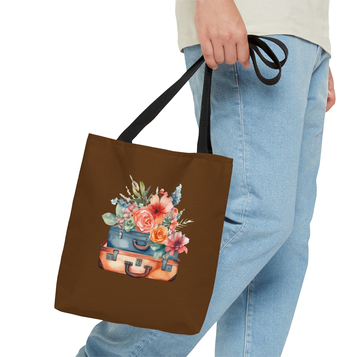 Flowers and Suitcase Tote Bag