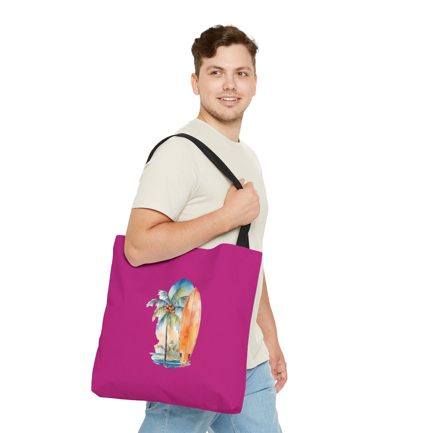 Palm Tree and Surfboard Tote Bag