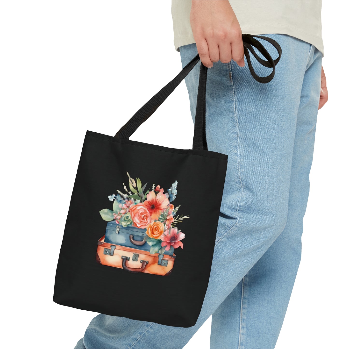 Flowers and Suitcase Tote Bag