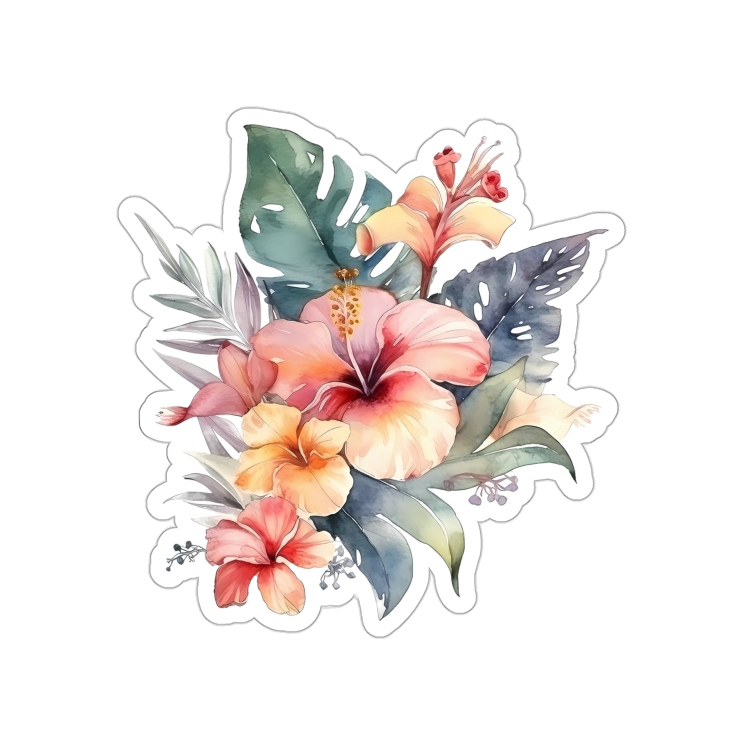 Island Flowers Vinyl Indoor Sticker