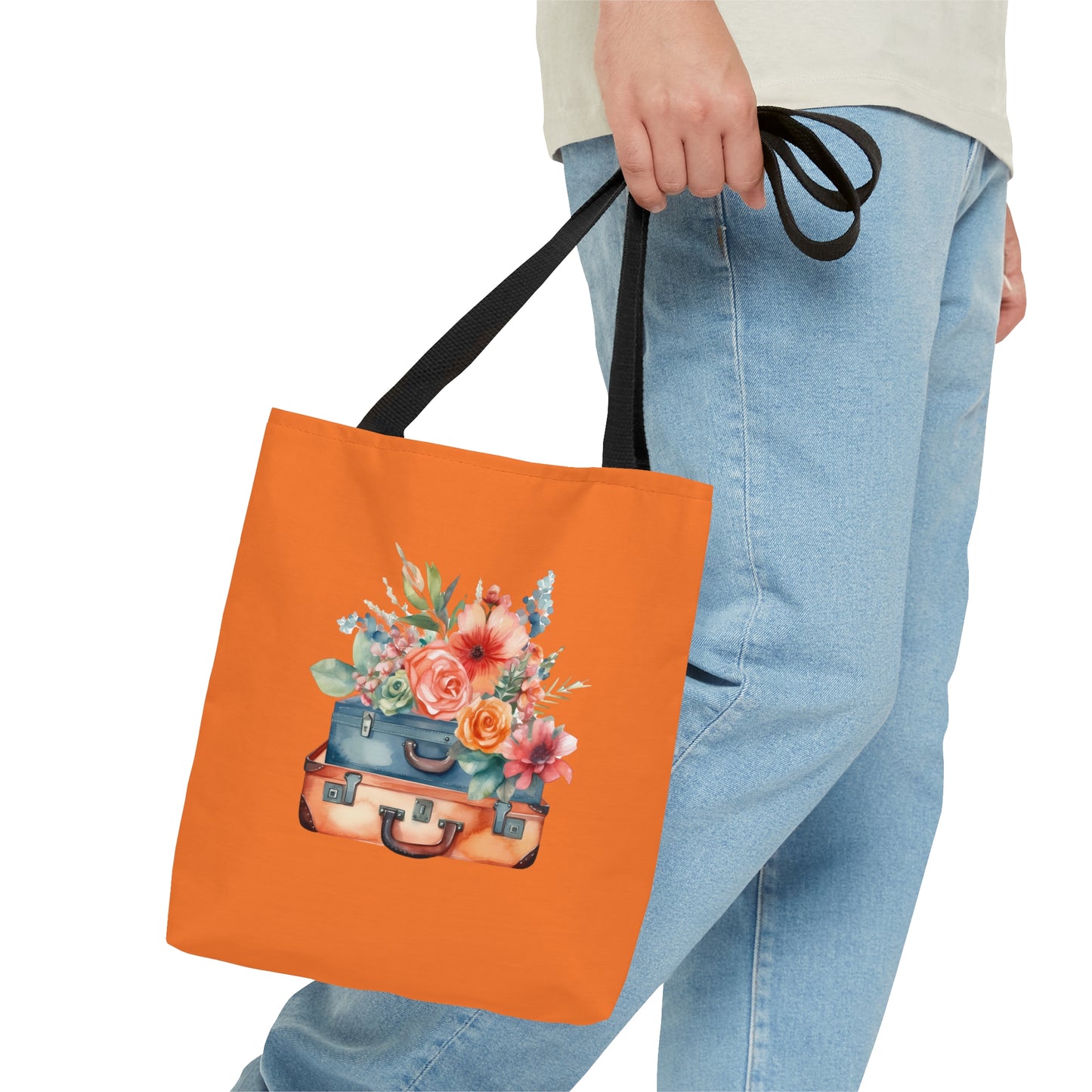 Flowers and Suitcase Tote Bag