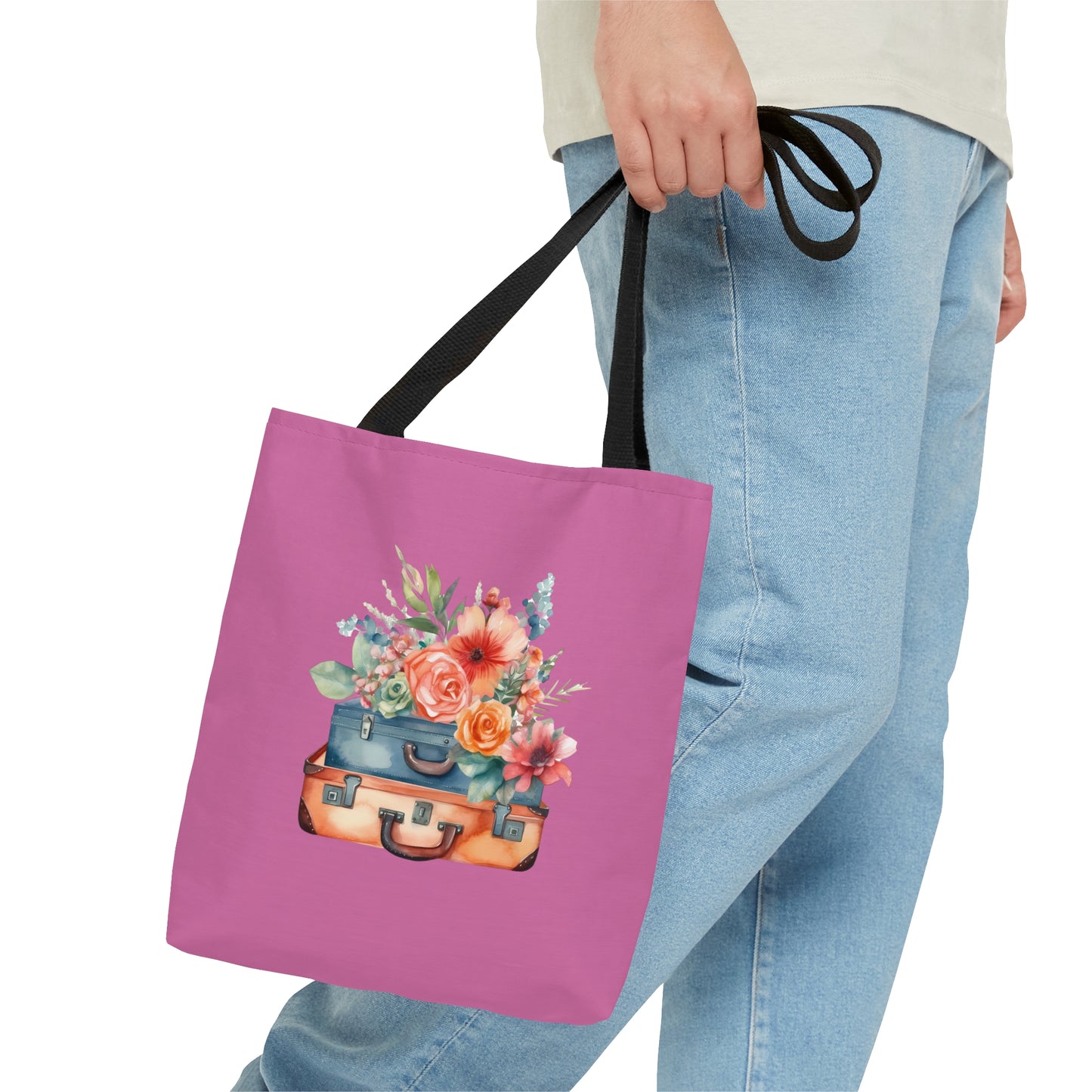 Flowers and Suitcase Tote Bag