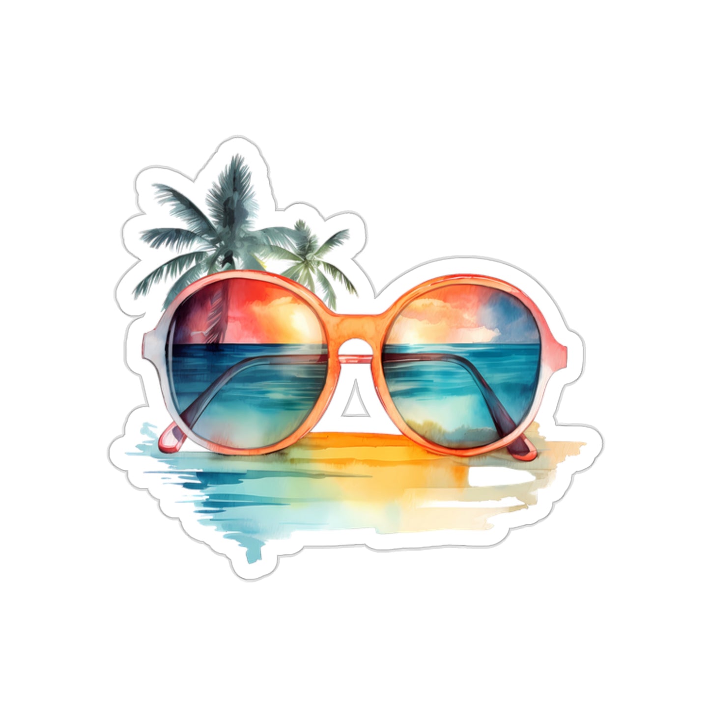 Sunglasses and Palm Trees Indoor Vinyl Sticker