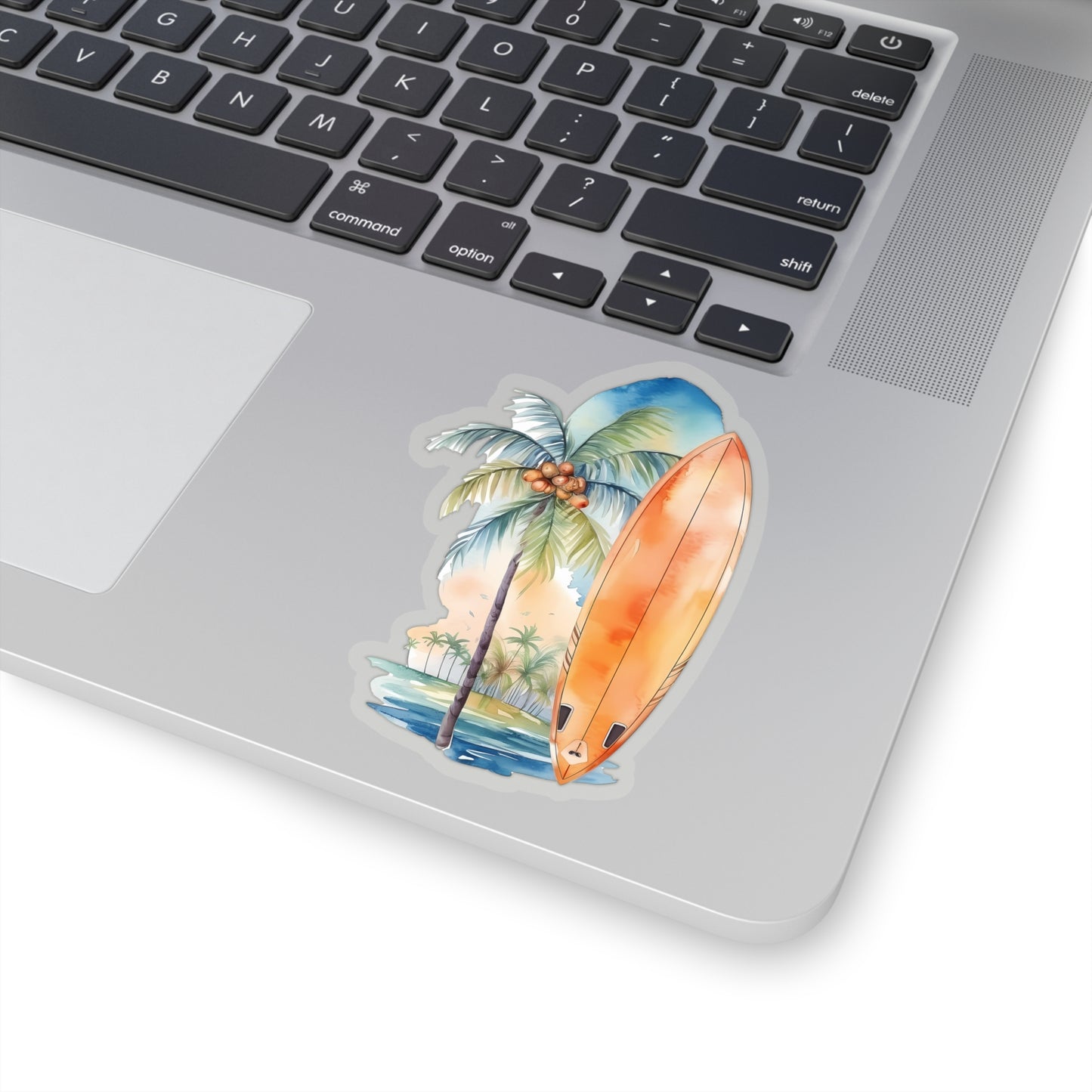 Palm Tree and Surfboard Vinyl Indoor Sticker