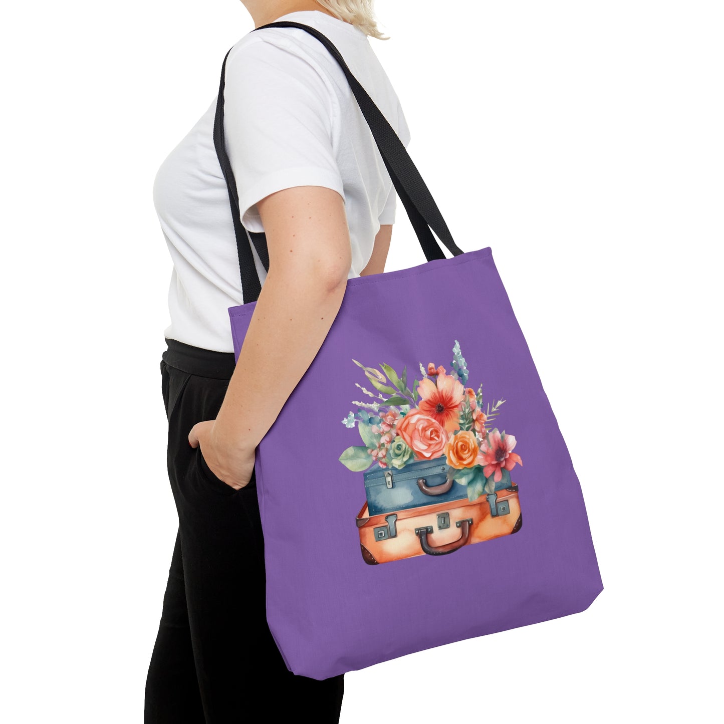 Flowers and Suitcase Tote Bag