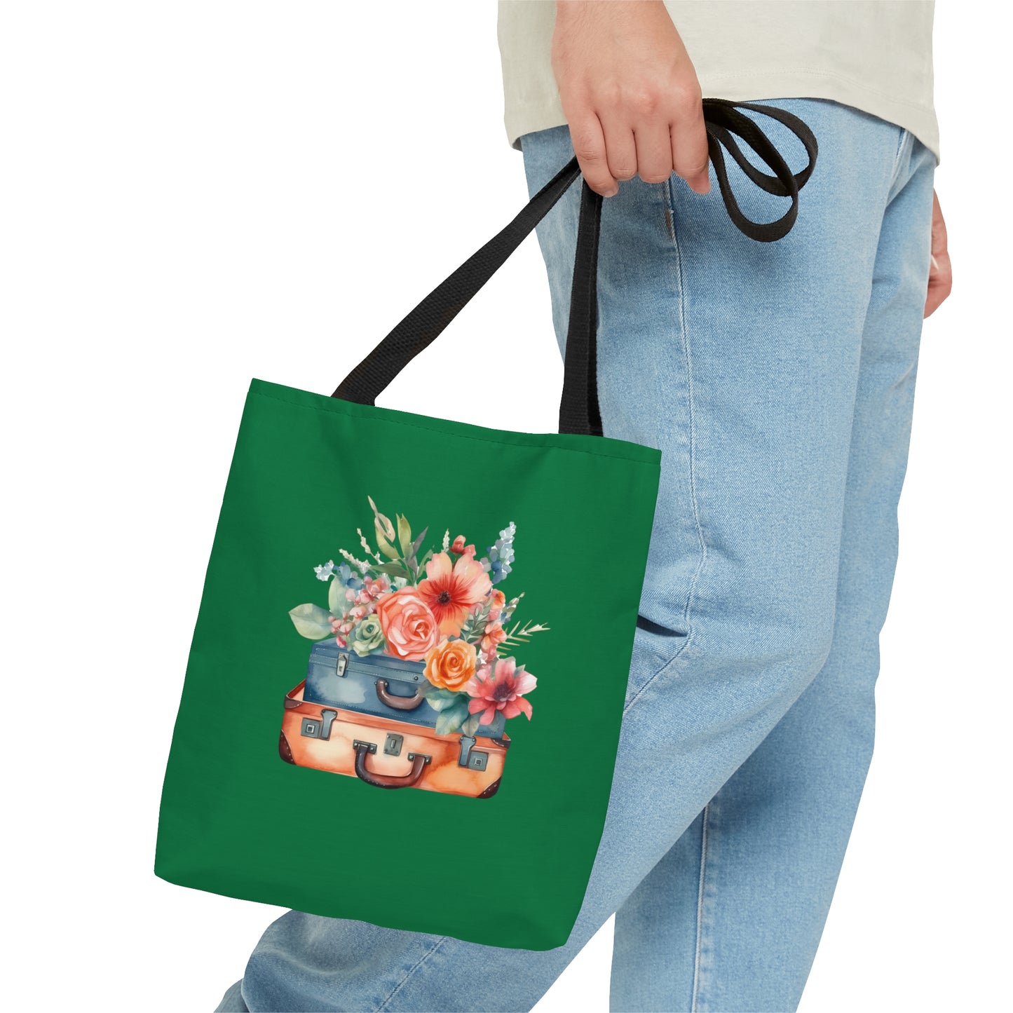 Flowers and Suitcase Tote Bag