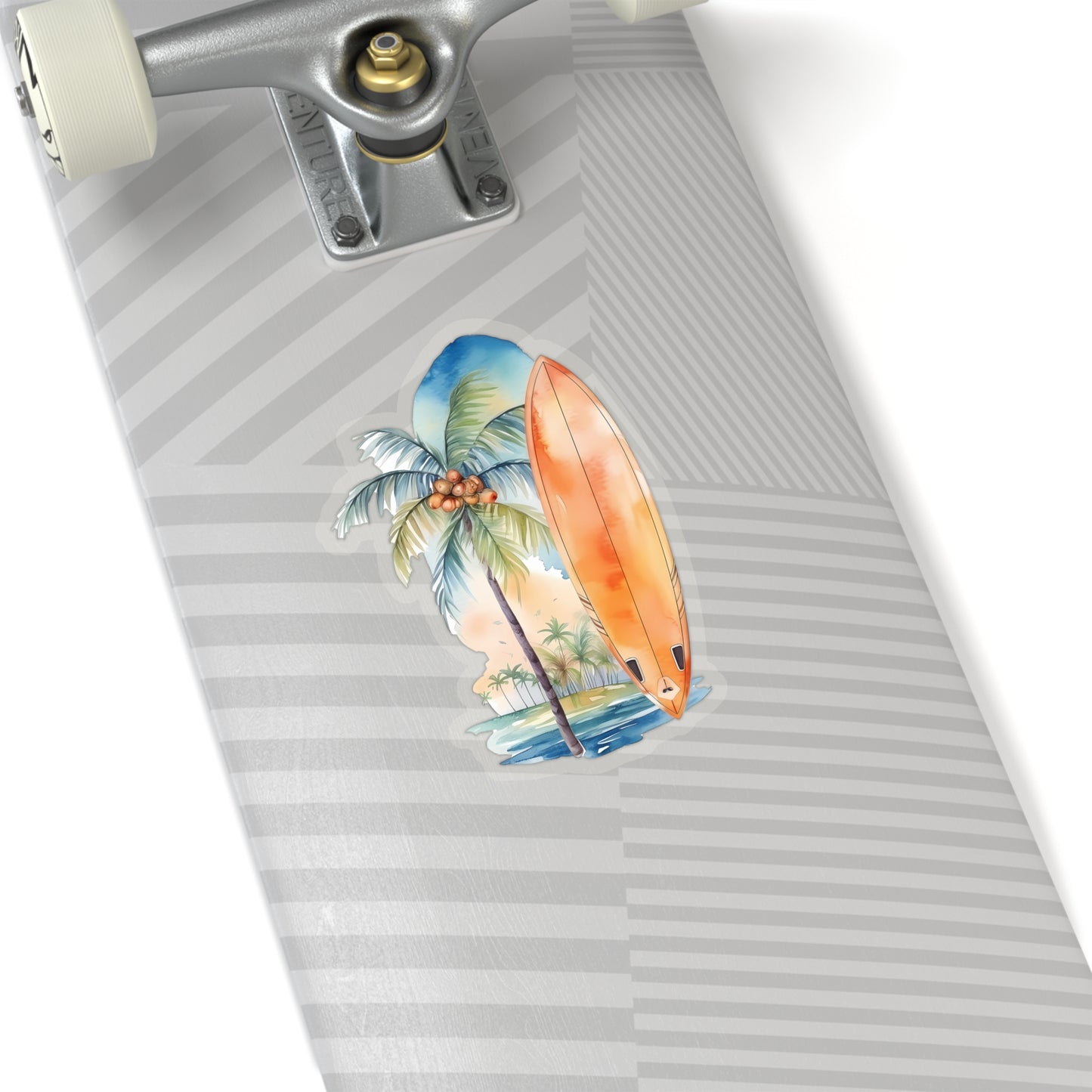 Palm Tree and Surfboard Vinyl Indoor Sticker