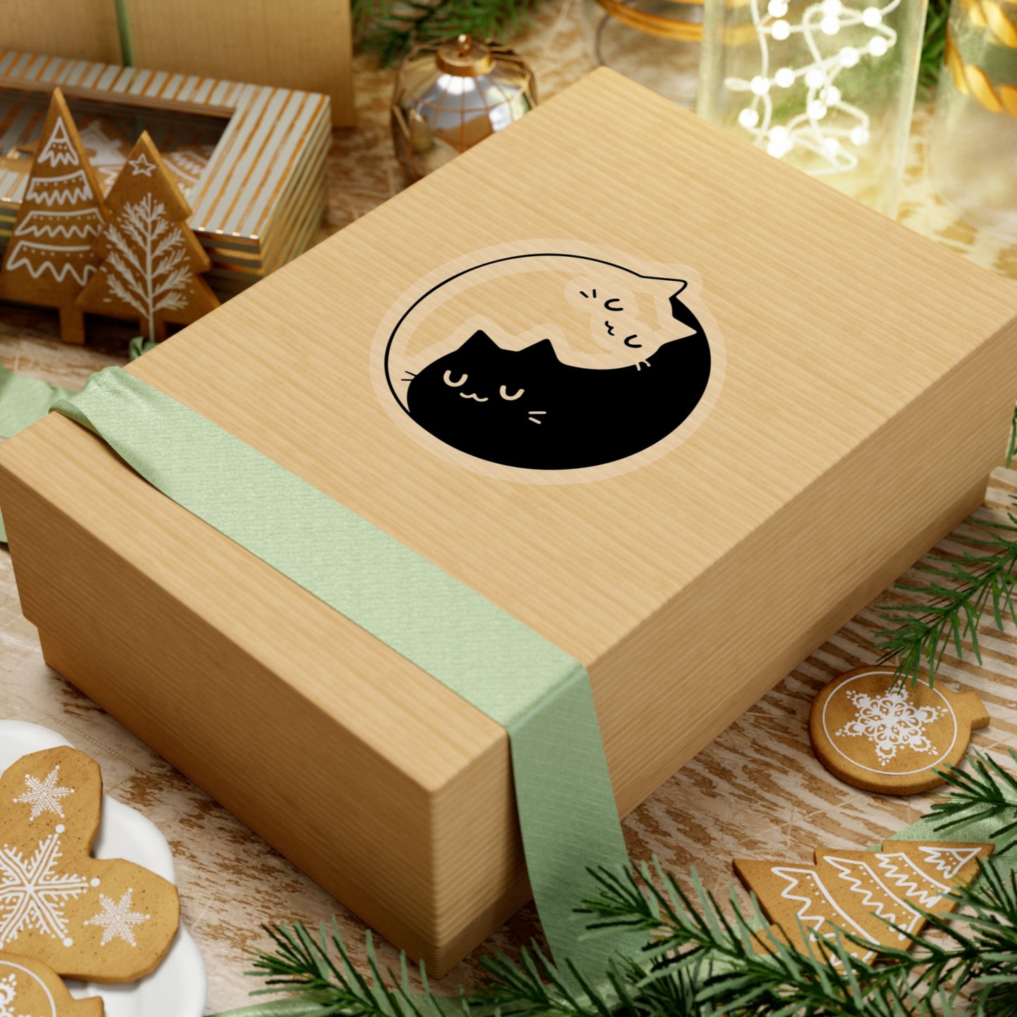 Yin Yang Cat Indoor Stickers