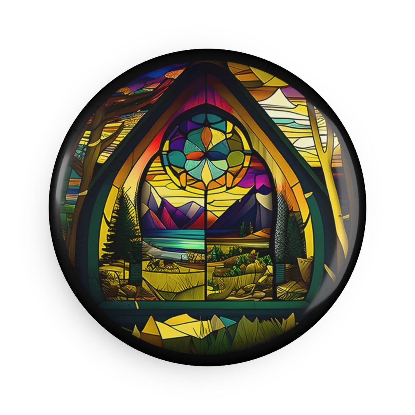 Camping Outdoors Round Button Magnet