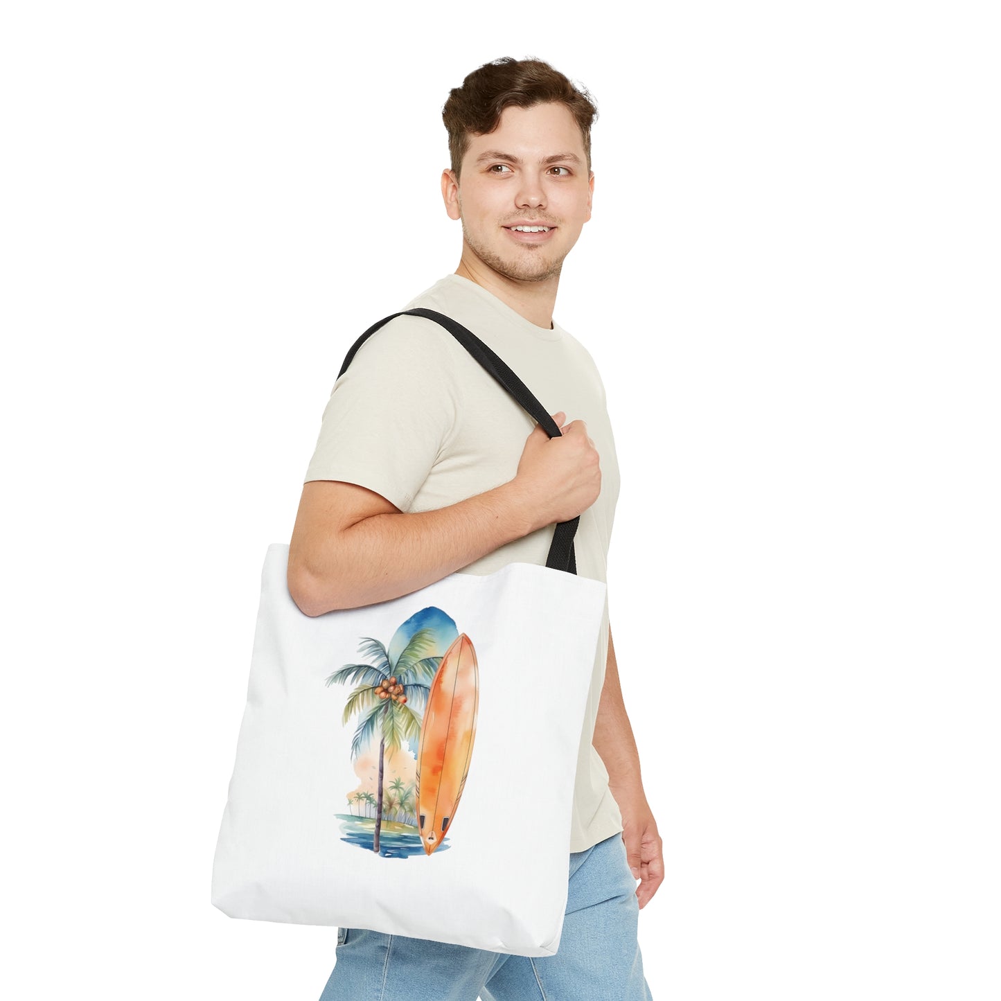 Palm Tree and Surfboard Tote Bag