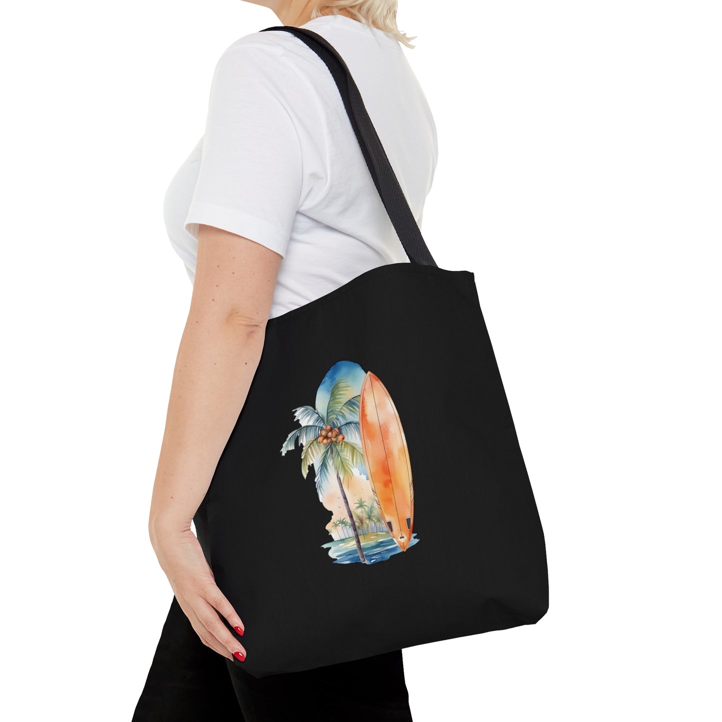 Palm Tree and Surfboard Tote Bag