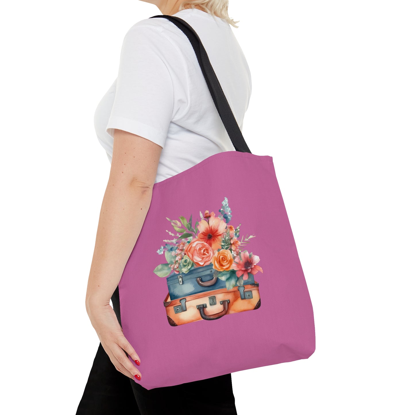 Flowers and Suitcase Tote Bag