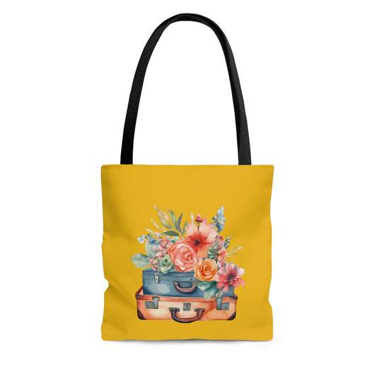 Flowers and Suitcase Tote Bag