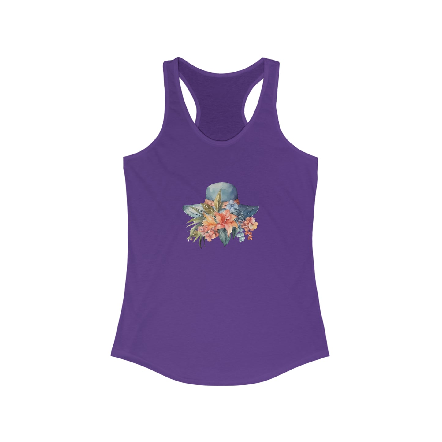 Hat and Flowers Racerback Tank