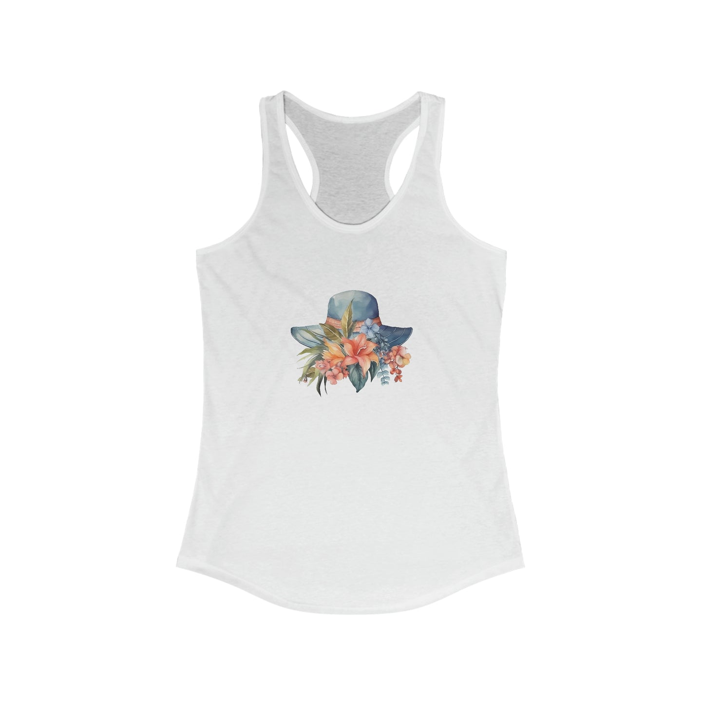 Hat and Flowers Racerback Tank