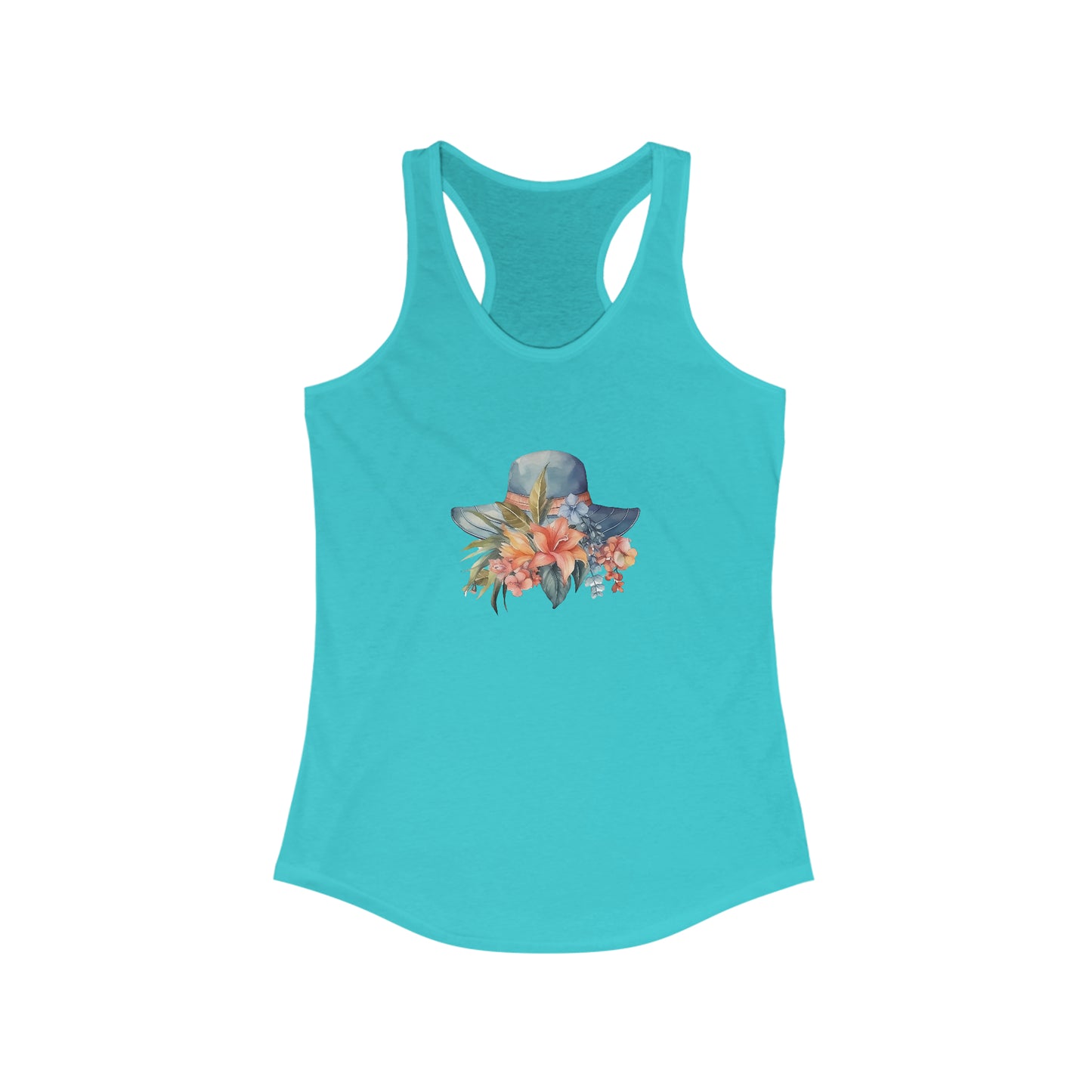 Hat and Flowers Racerback Tank