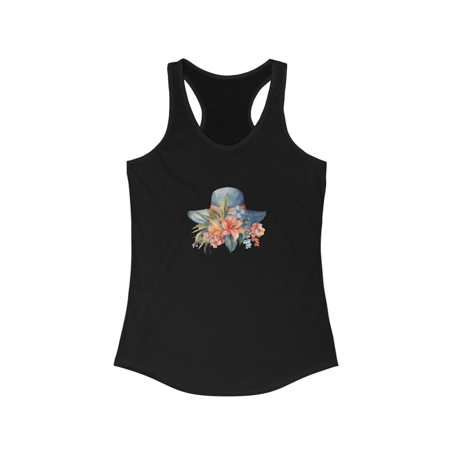 Hat and Flowers Racerback Tank