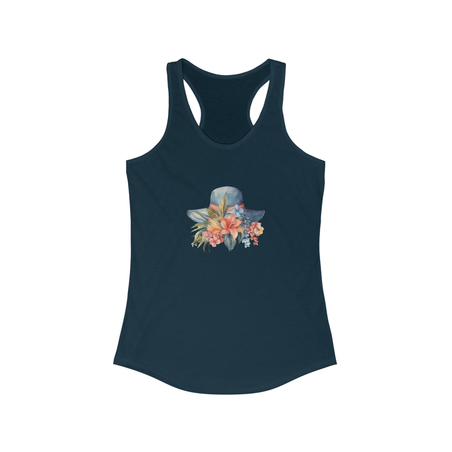 Hat and Flowers Racerback Tank